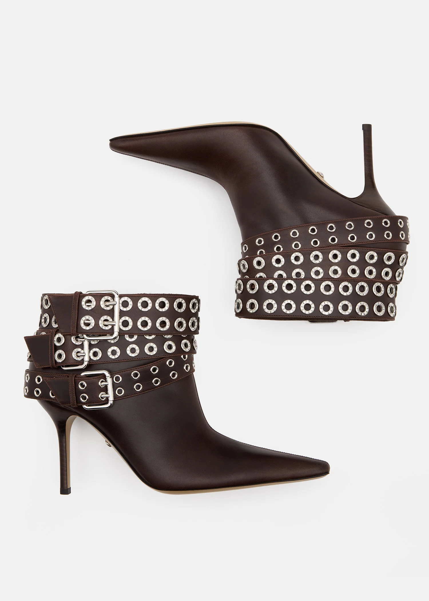 Buckle Belt Vintage Leather Ankle Boots - Image 3