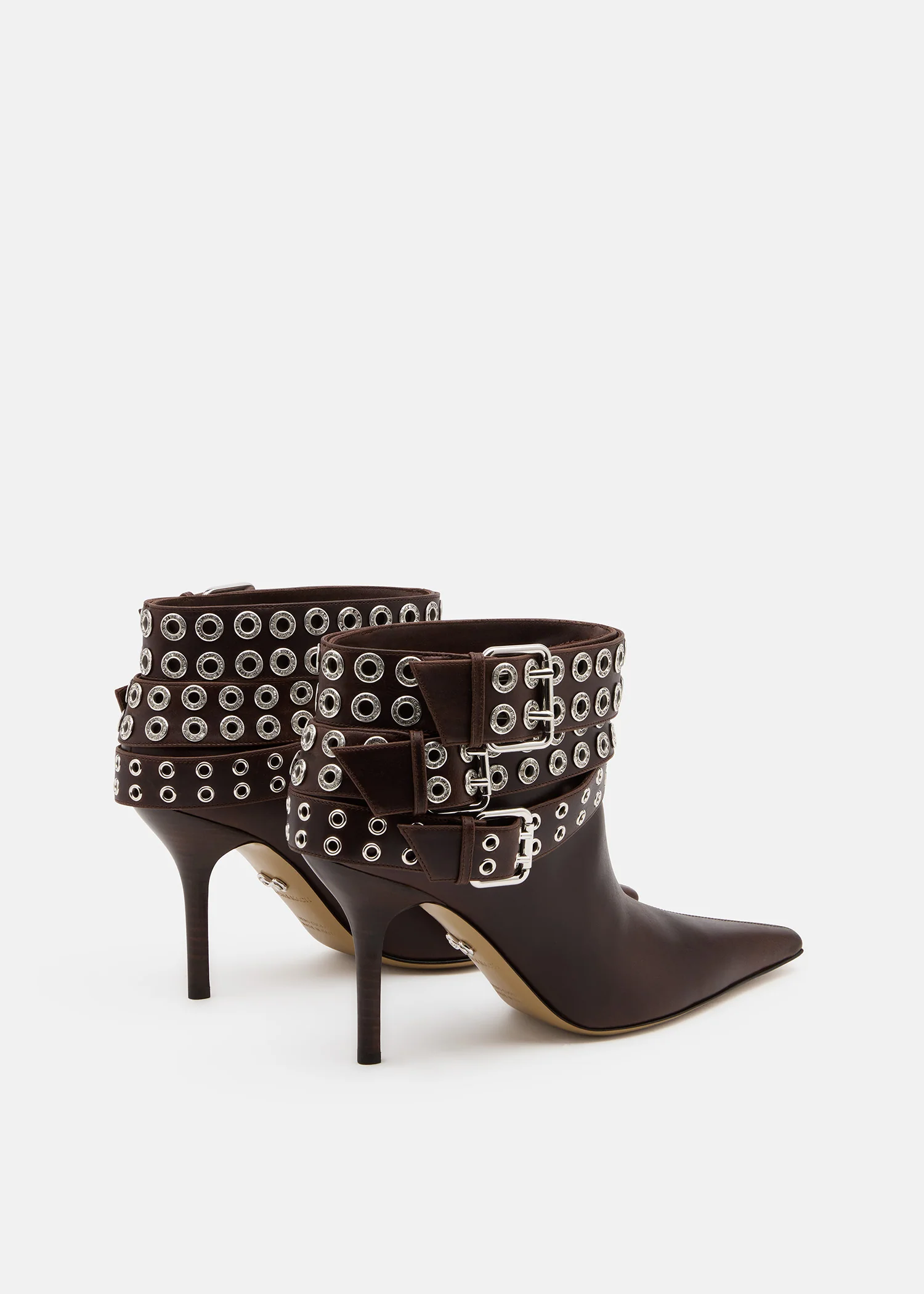 Buckle Belt Vintage Leather Ankle Boots - Image 4