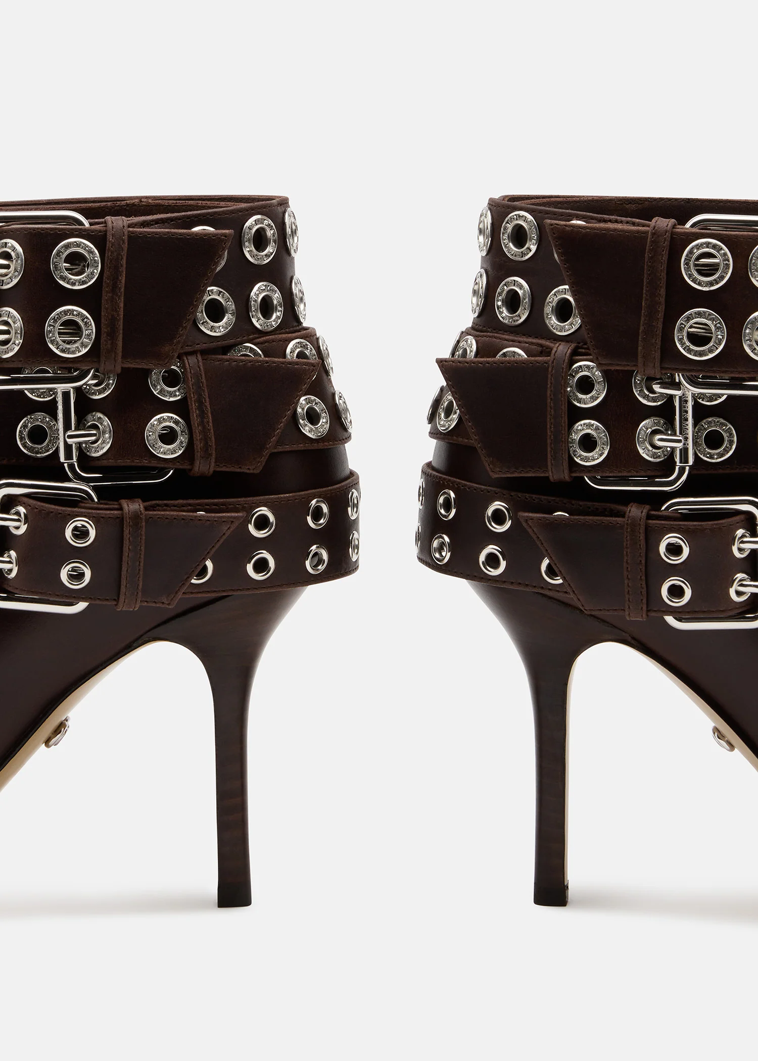 Buckle Belt Vintage Leather Ankle Boots - Image 5