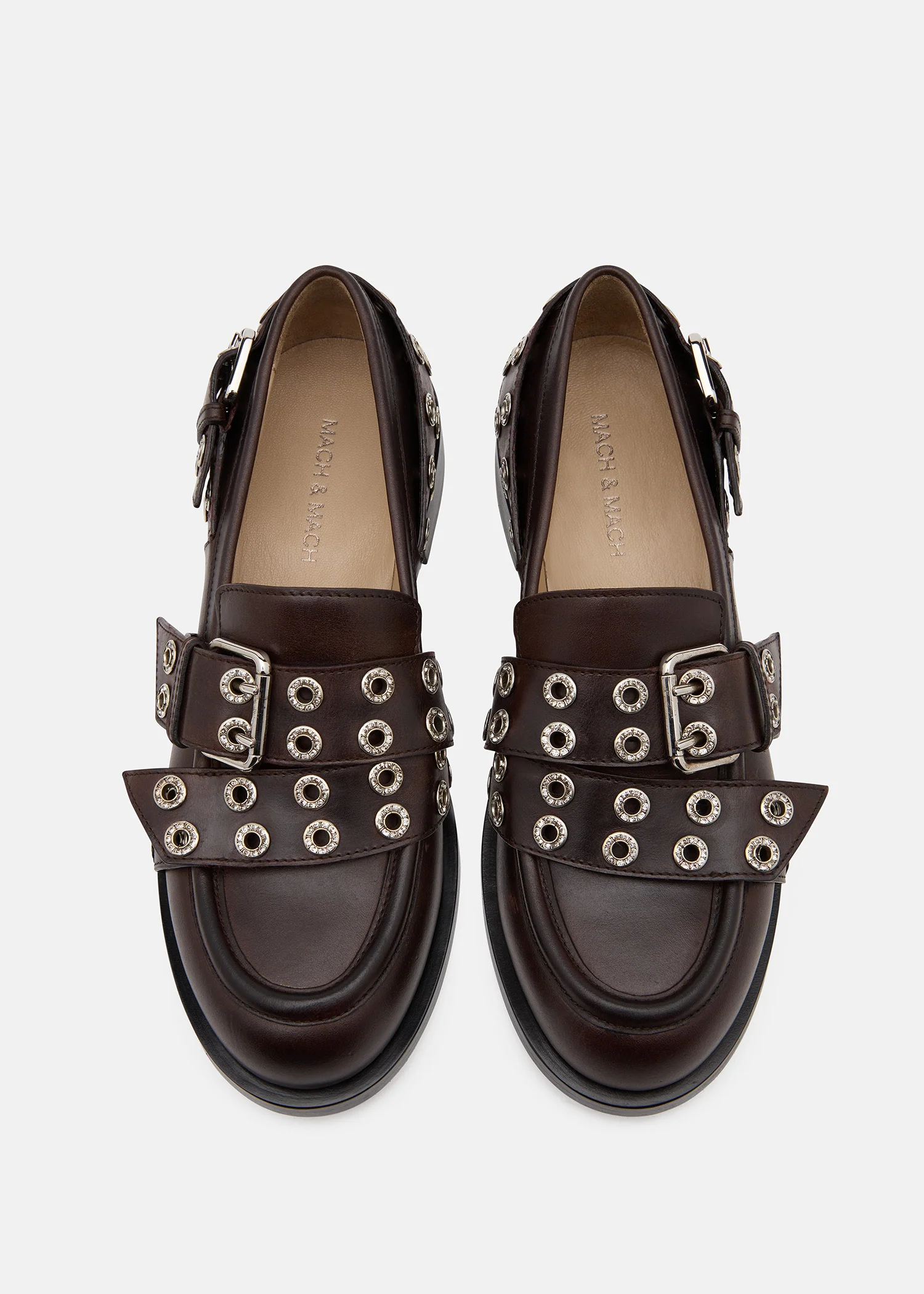 Buckle Belt Vintage Leather Loafers - Image 3