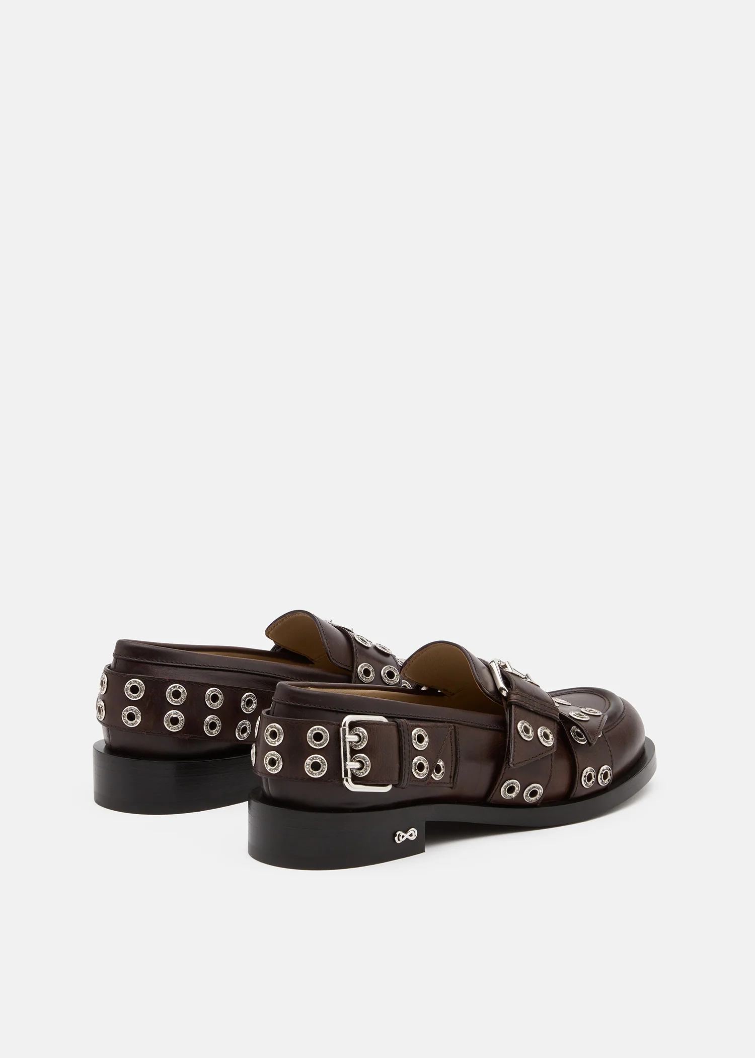 Buckle Belt Vintage Leather Loafers - Image 4