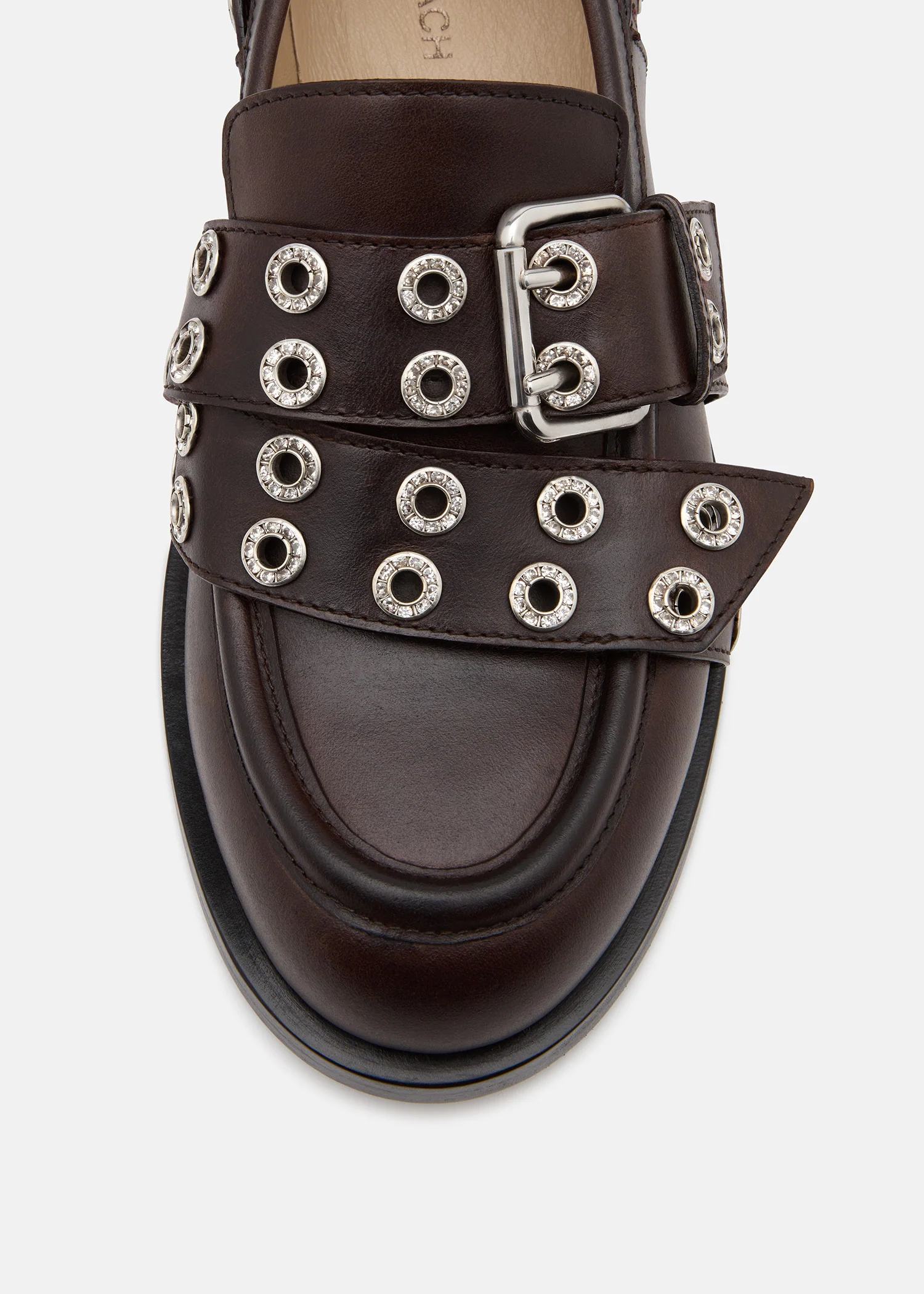 Buckle Belt Vintage Leather Loafers - Image 5