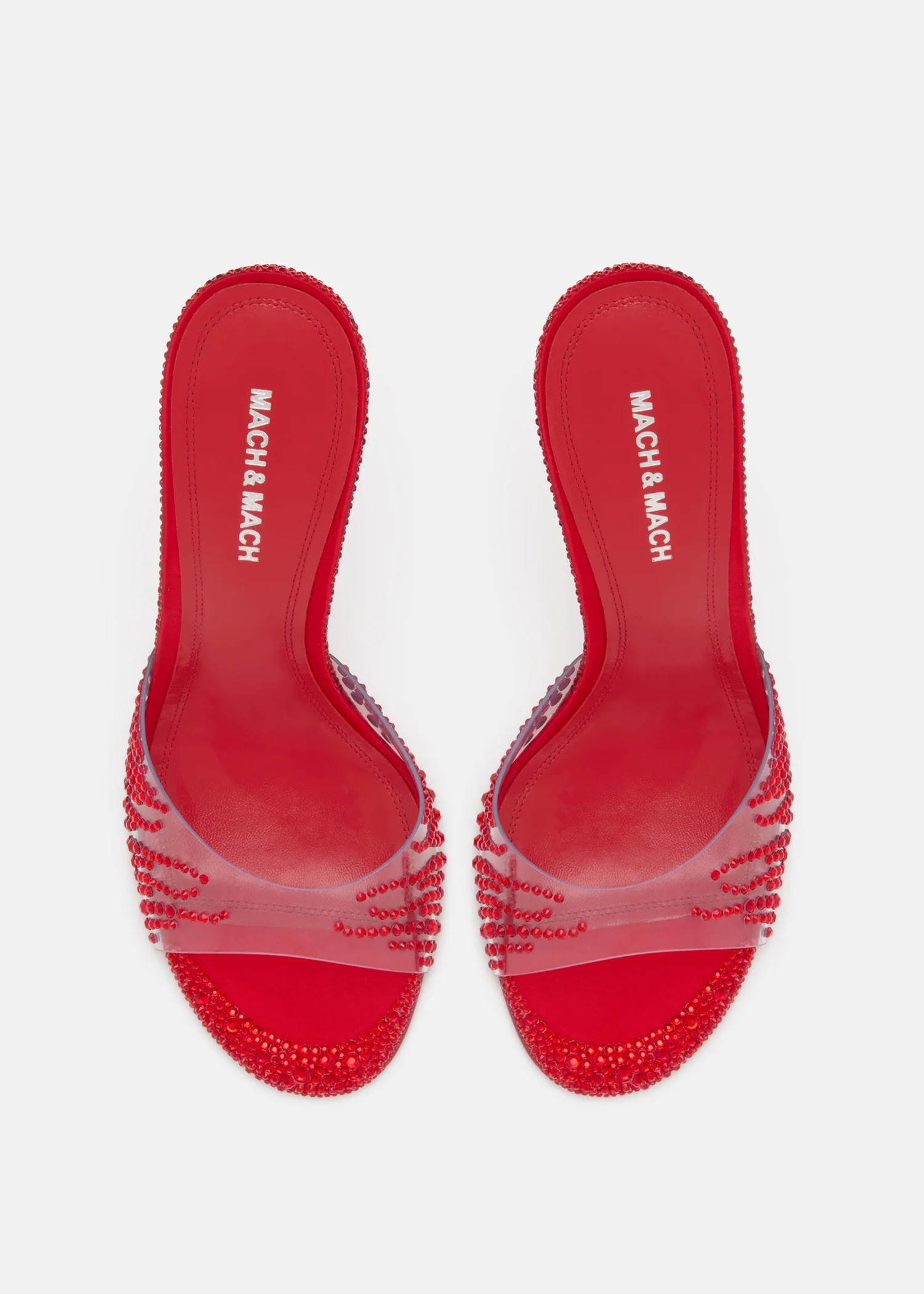 Crystal Flame Red Round Toe Mules - Image 3