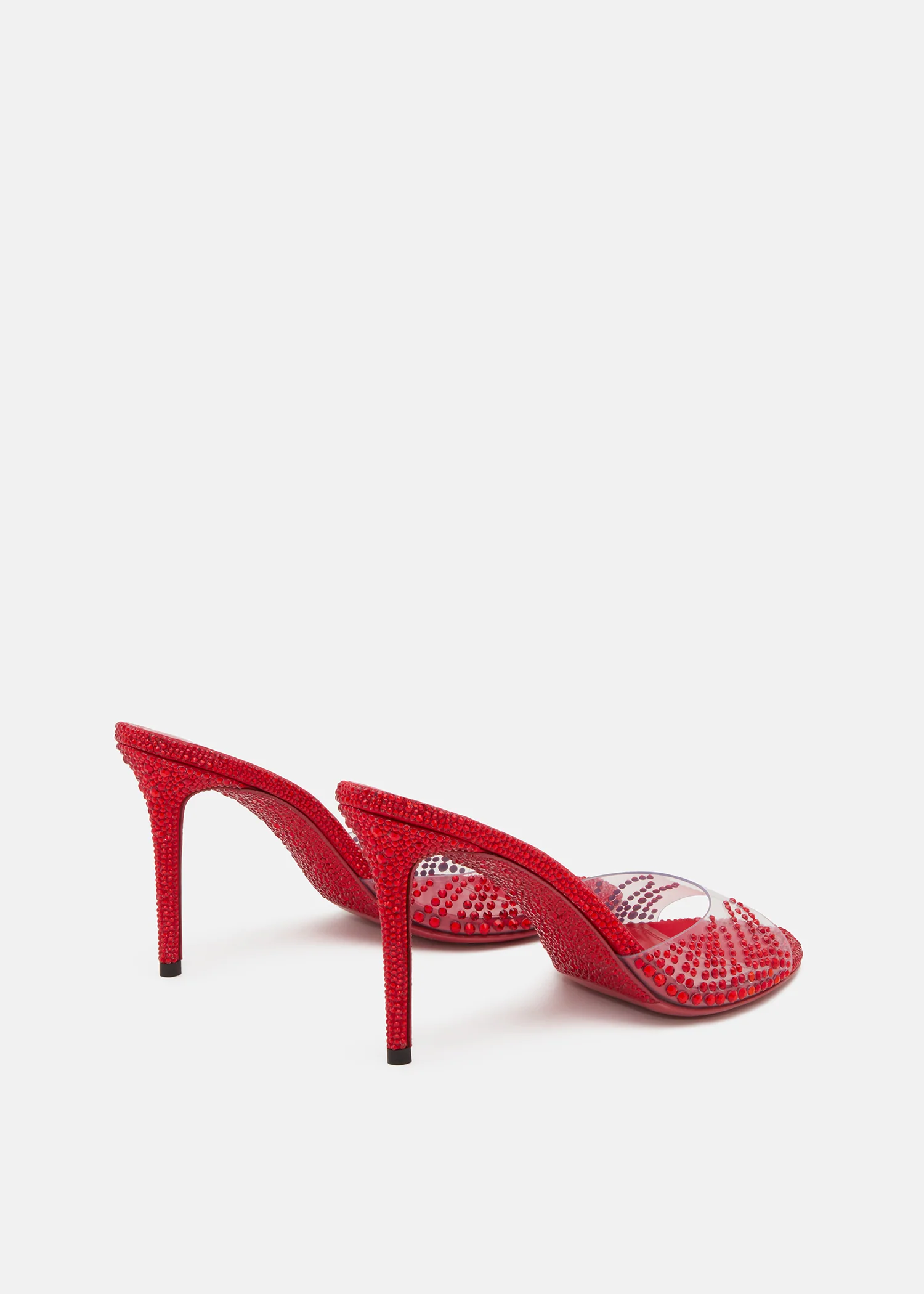 Crystal Flame Red Round Toe Mules - Image 4