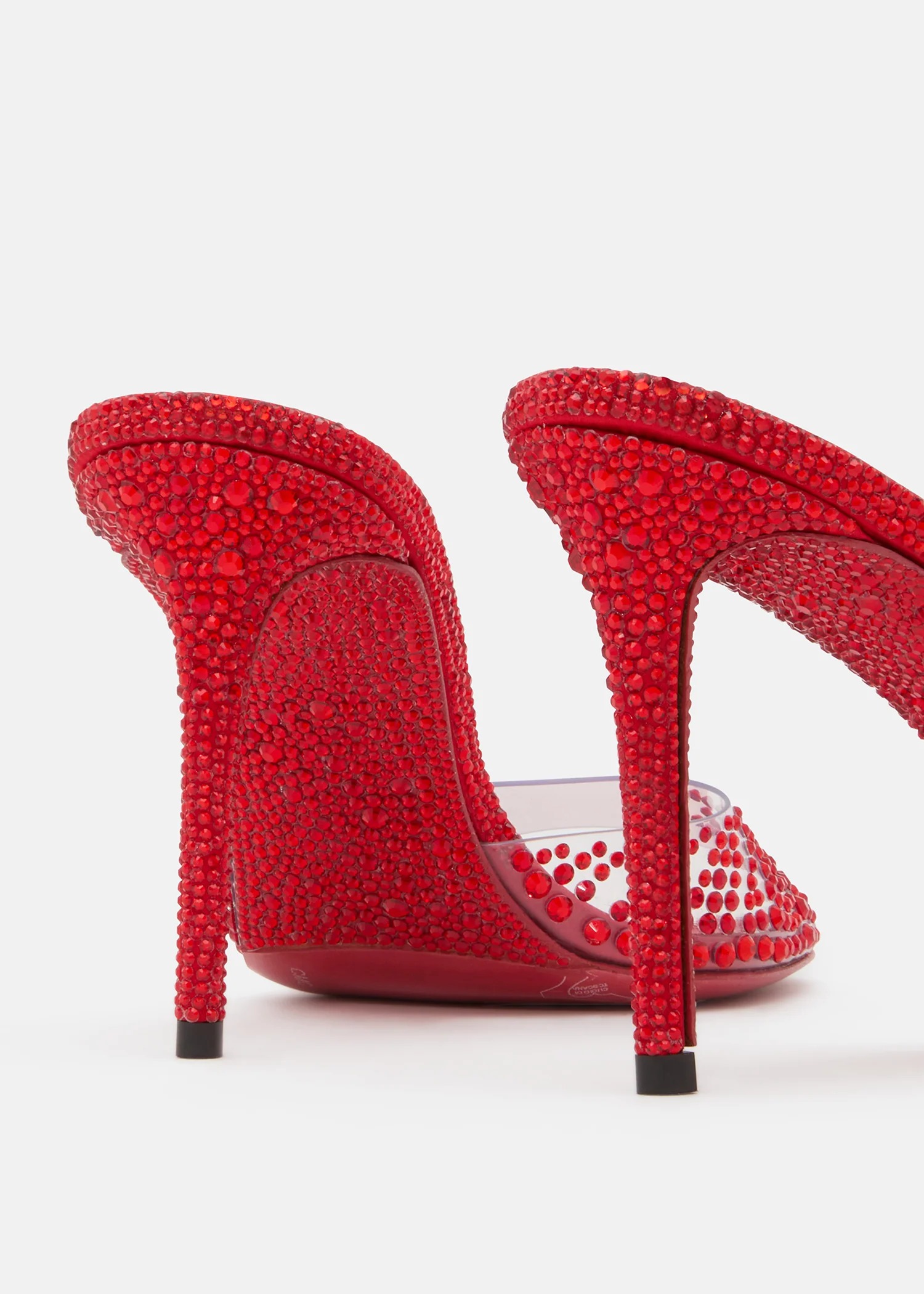 Crystal Flame Red Round Toe Mules - Image 5