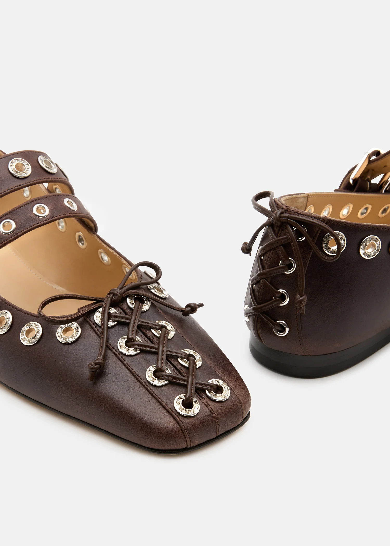 Crystalized Corset Square Toe Ballet Flats - Image 5