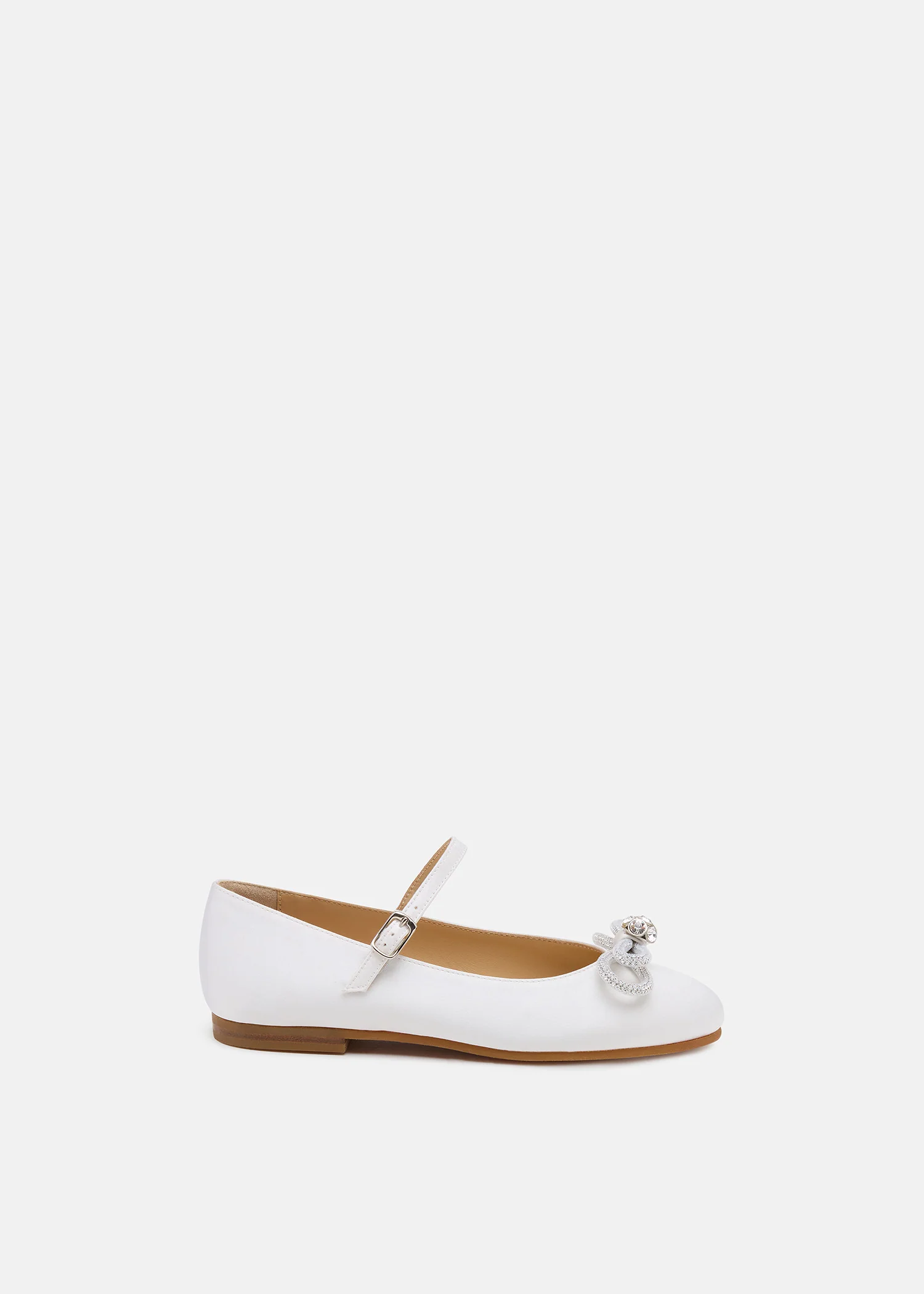 Double Bow White Satin Mini Ballerina
