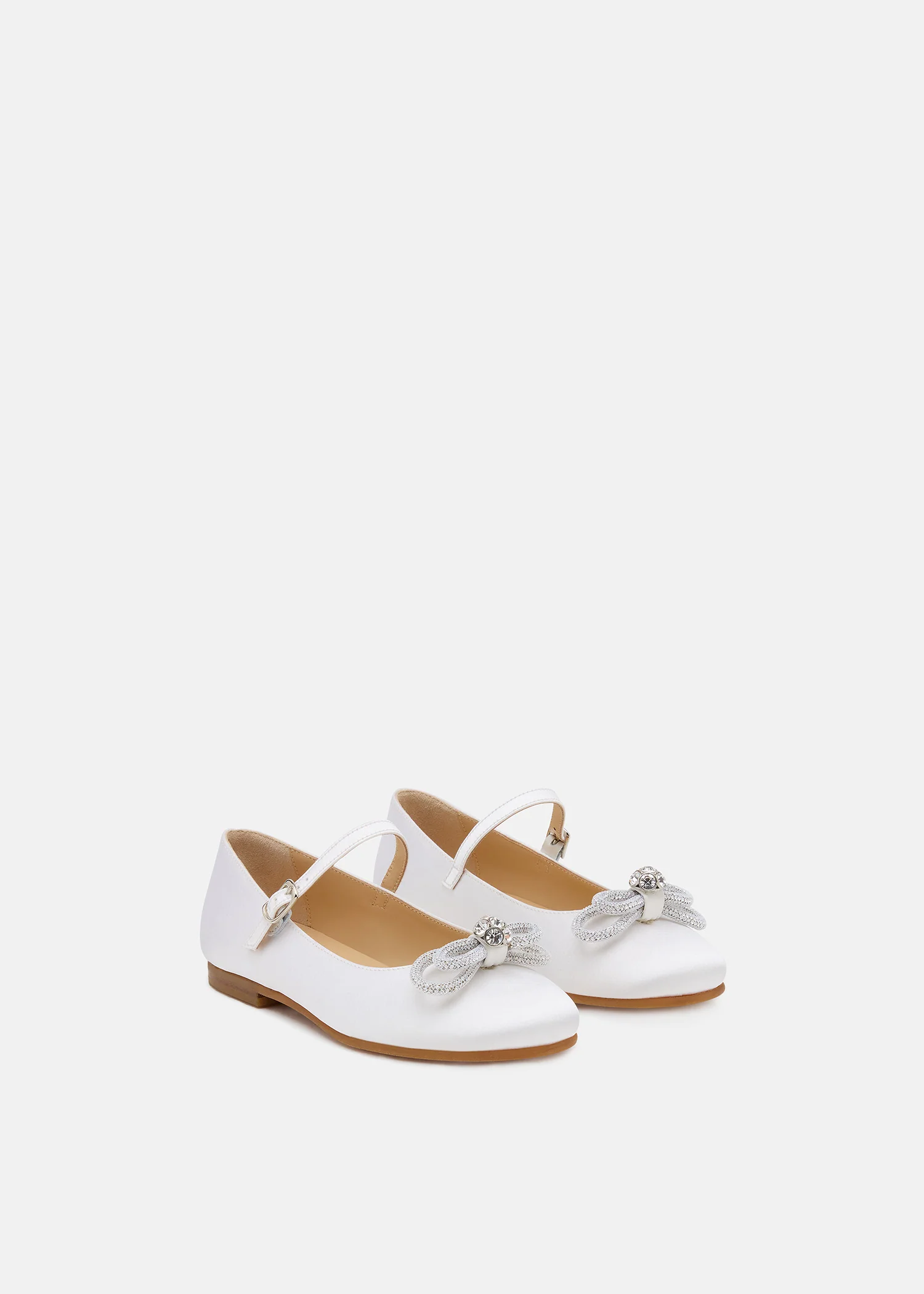 Double Bow White Satin Mini Ballerina - Image 2