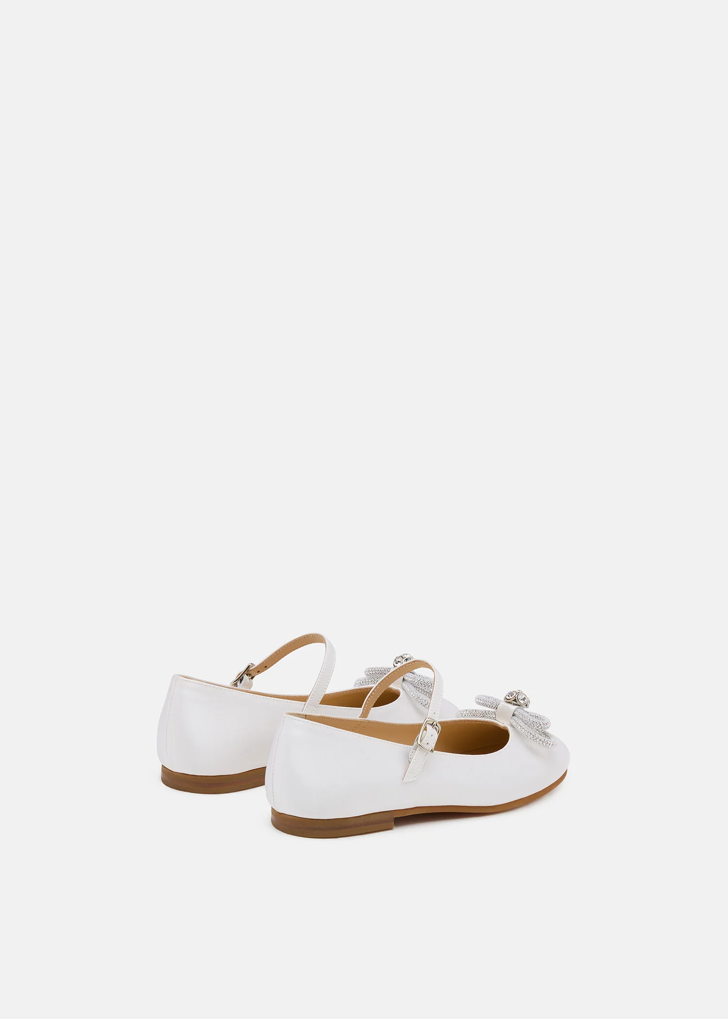 Double Bow White Satin Mini Ballerina - Image 4