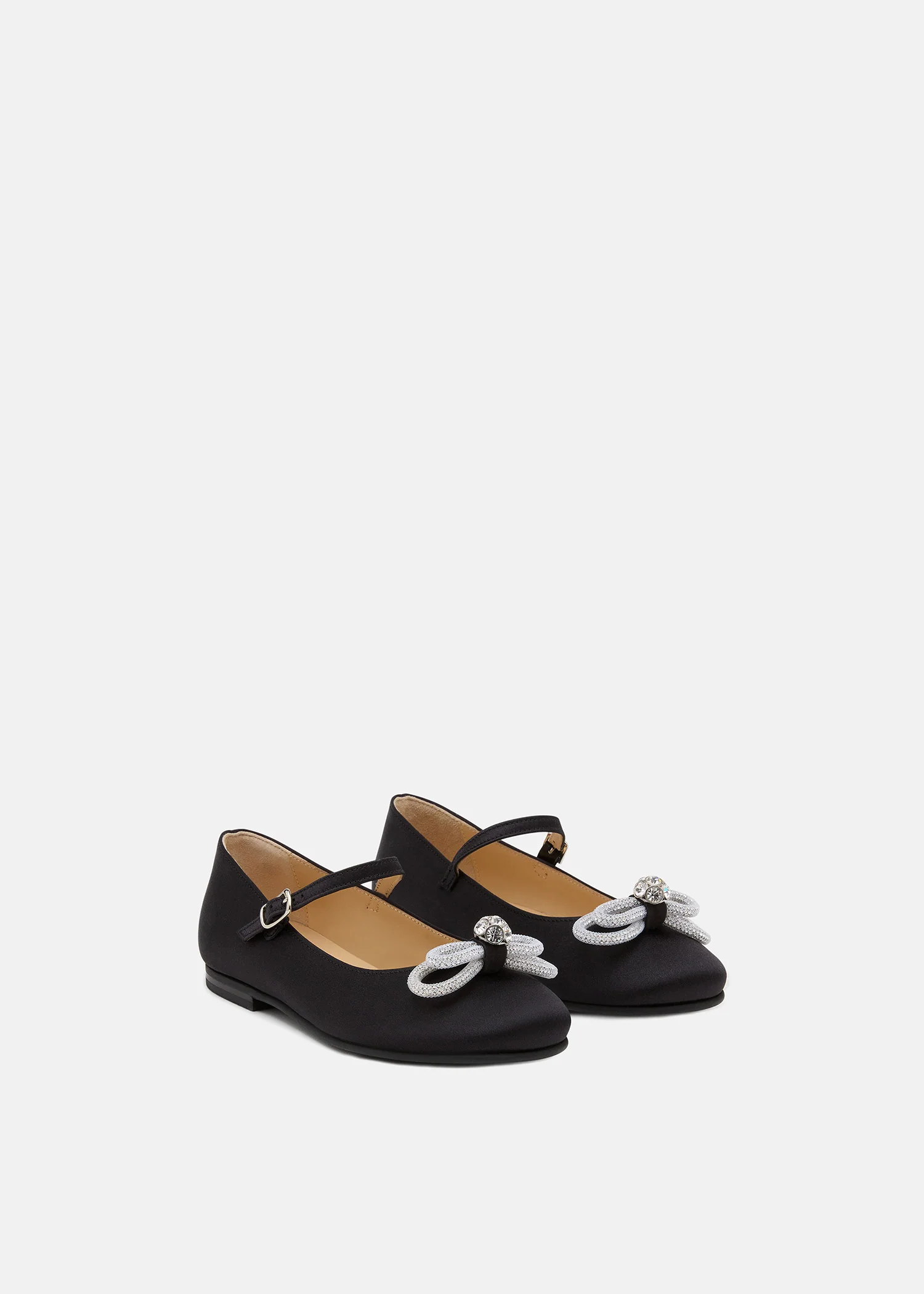 Double Bow Black Satin Mini Ballerina - Image 2