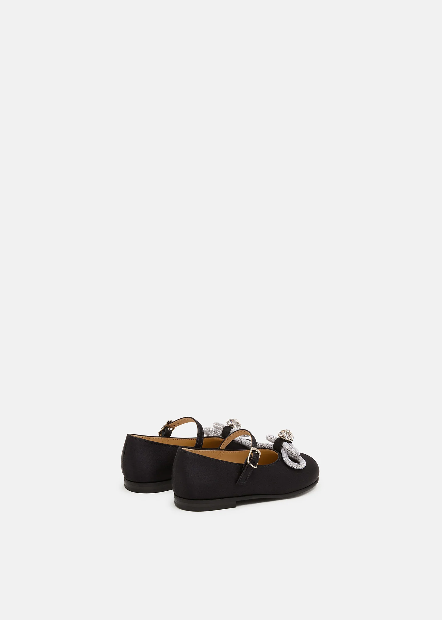Double Bow Mini Ballerina in Black Satin - Image 4