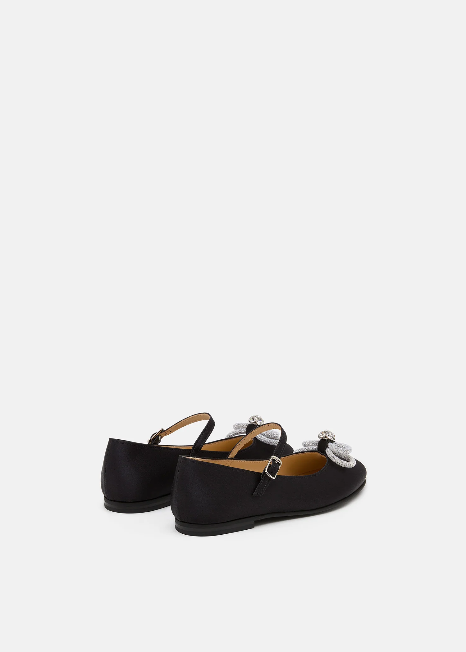 Double Bow Black Satin Mini Ballerina - Image 4