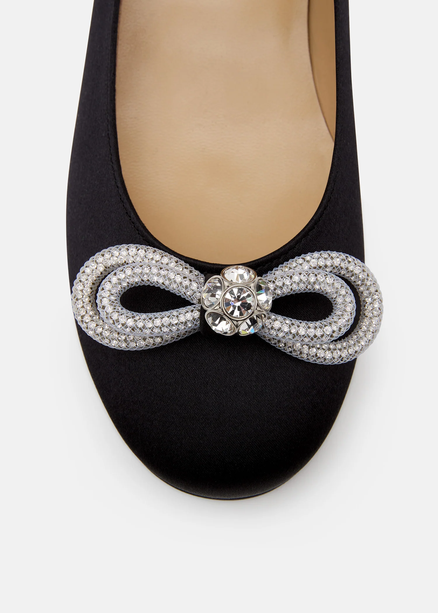 Double Bow Black Satin Mini Ballerina - Image 5