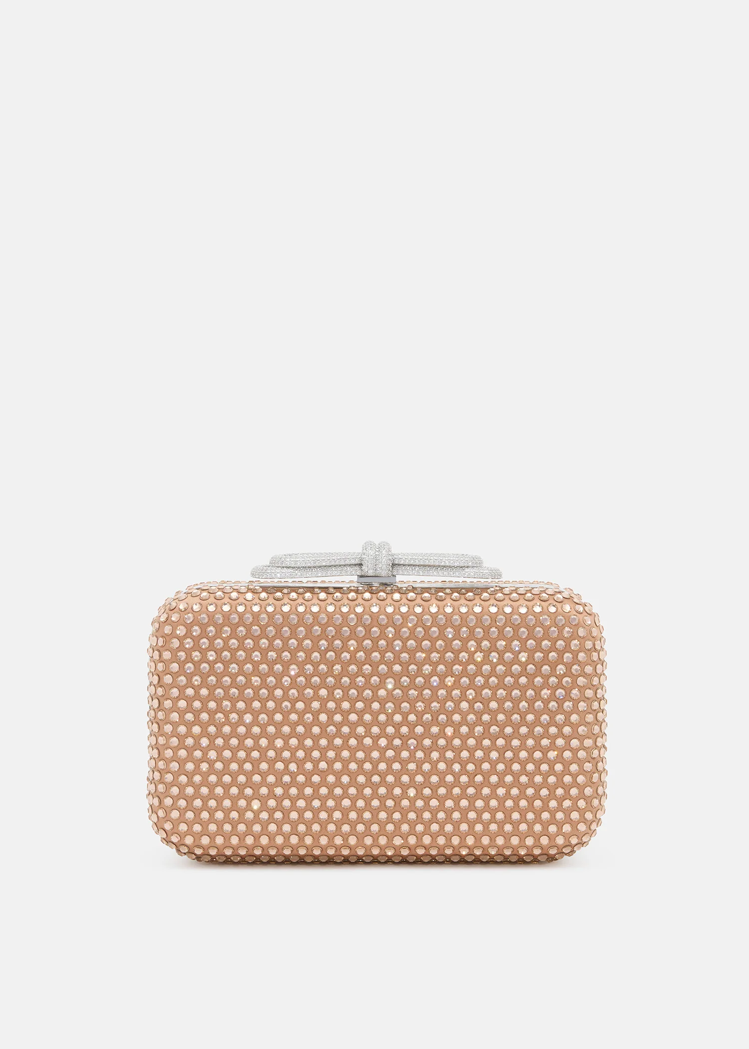 Double Bow Golden Brown Satin Clutch - Image 4