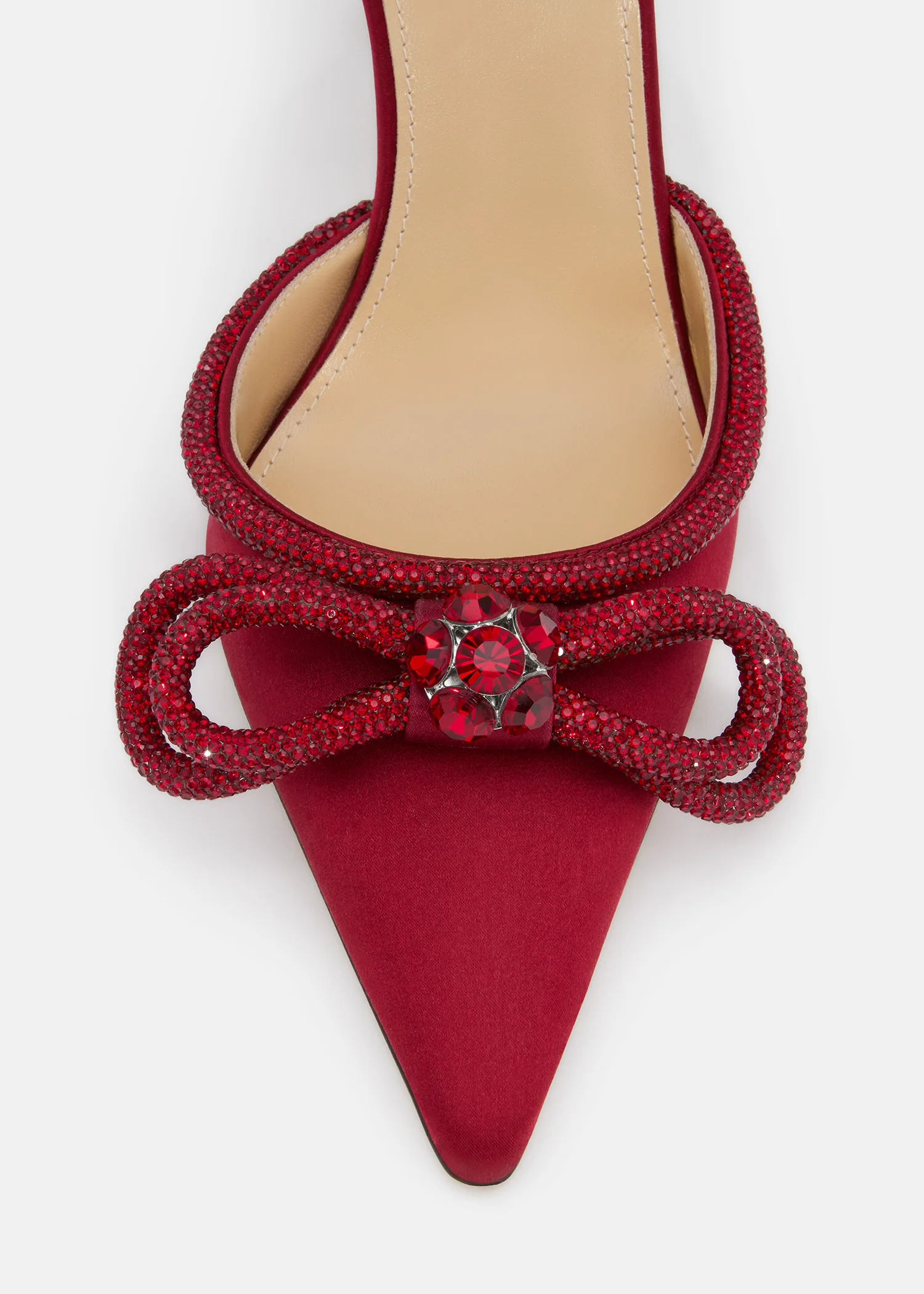 Double Bow Bordeaux Satin High Heels - Image 5
