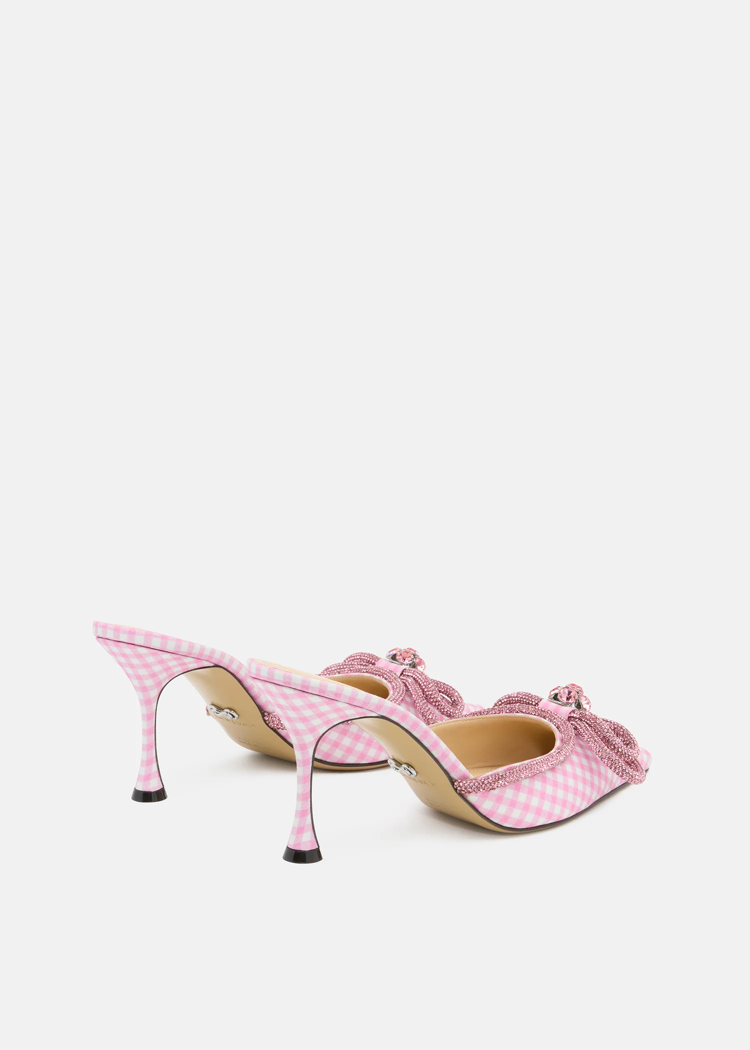 Double Bow Pink Gingham Pointed  Toe Mules - Image 4