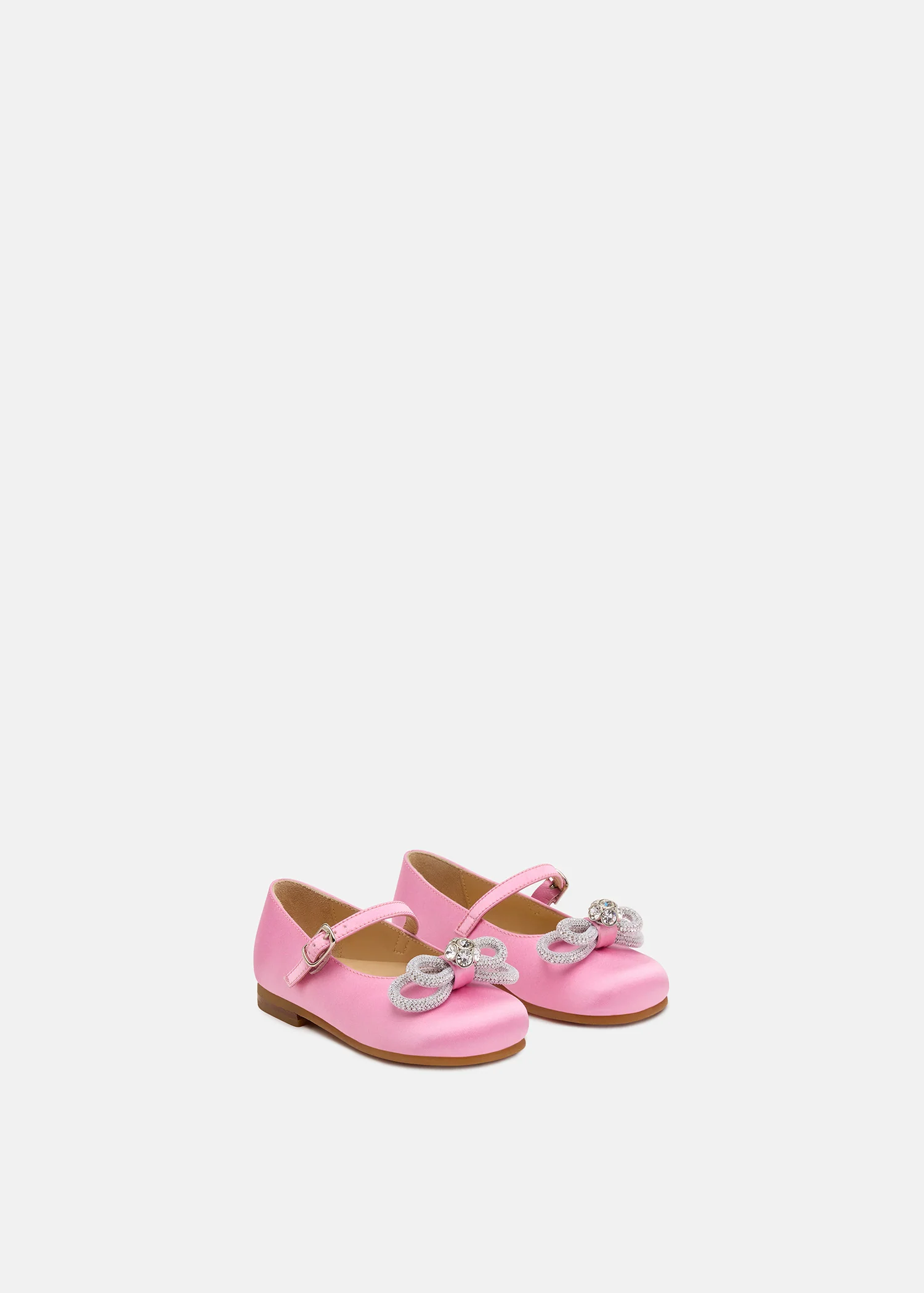 Double Bow Mini Ballerina Pink Satin - Image 2