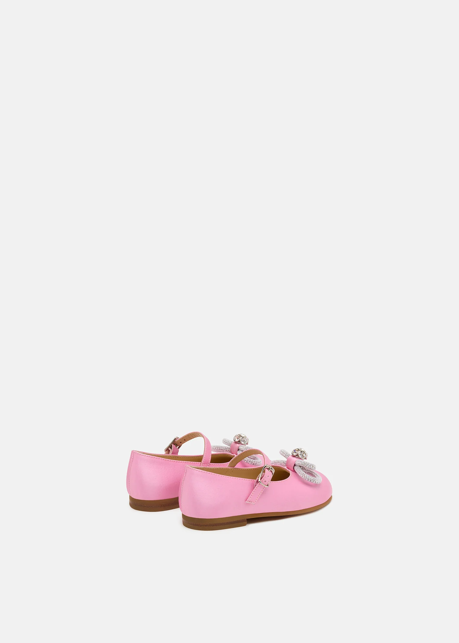 Double Bow Mini Ballerina Pink Satin - Image 4