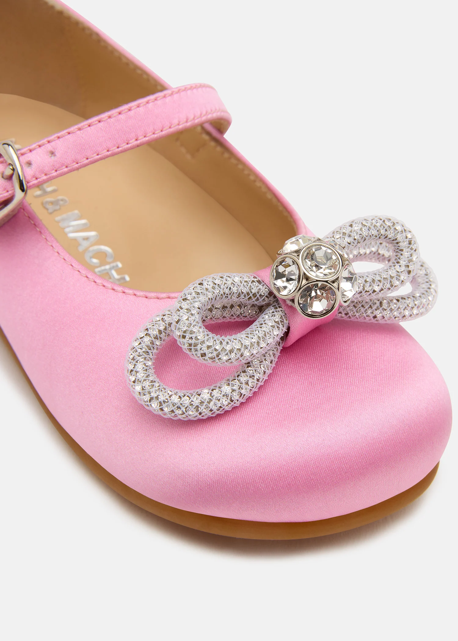 Double Bow Mini Ballerina Pink Satin - Image 5