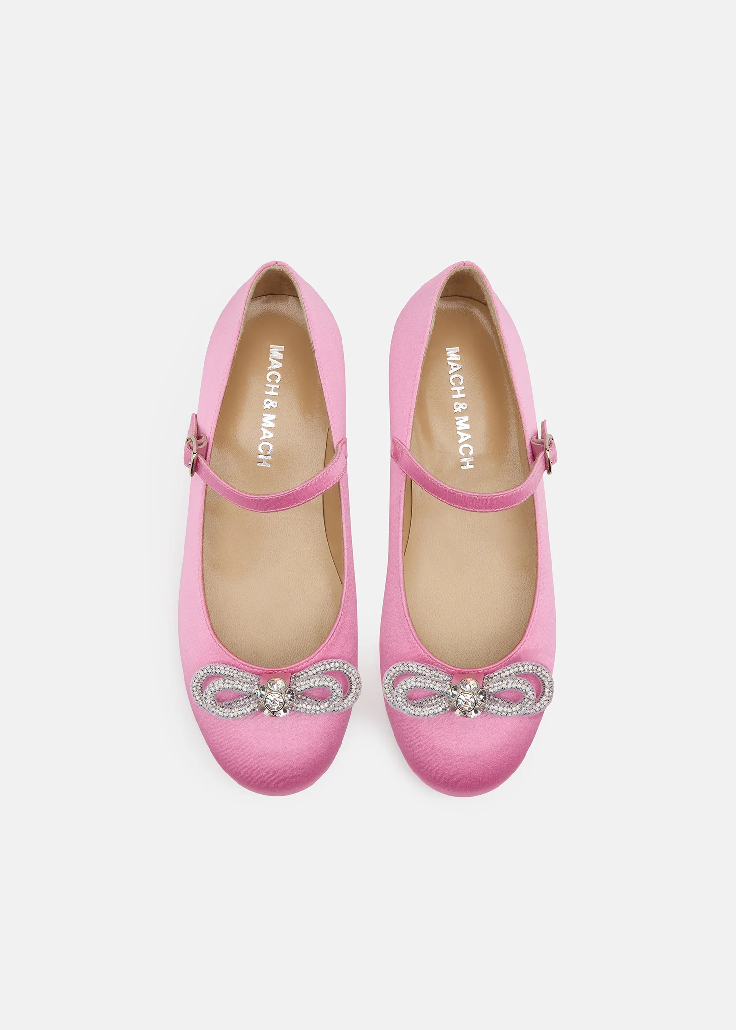 Double Bow Pink Satin Mini Ballerina - Image 3