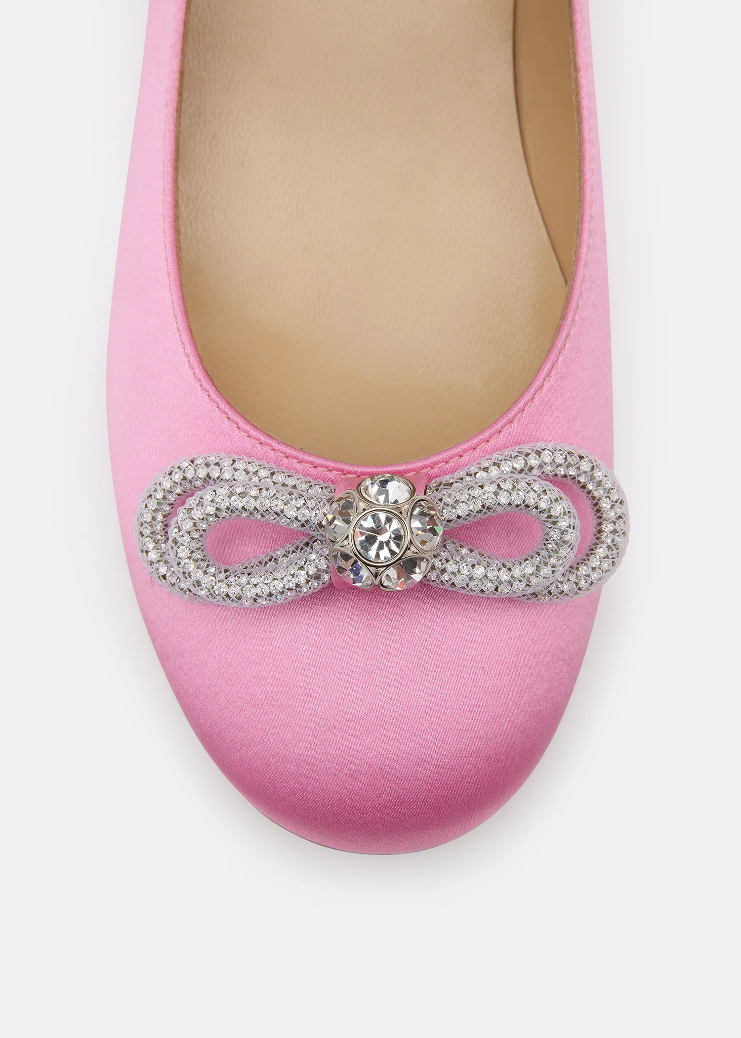 Double Bow Pink Satin Mini Ballerina - Image 5