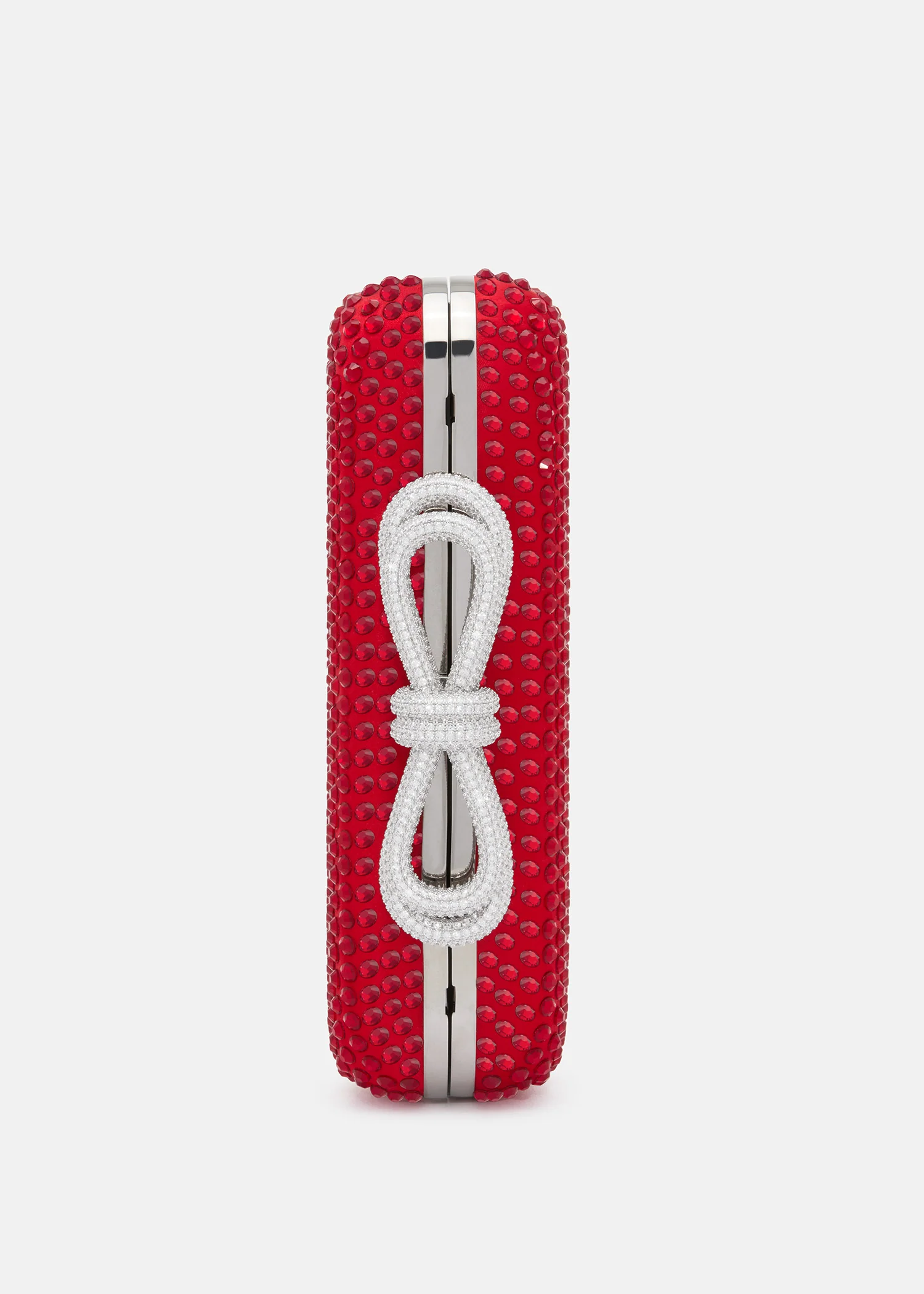 Double Bow Red Crystalized Satin Clutch - Image 5