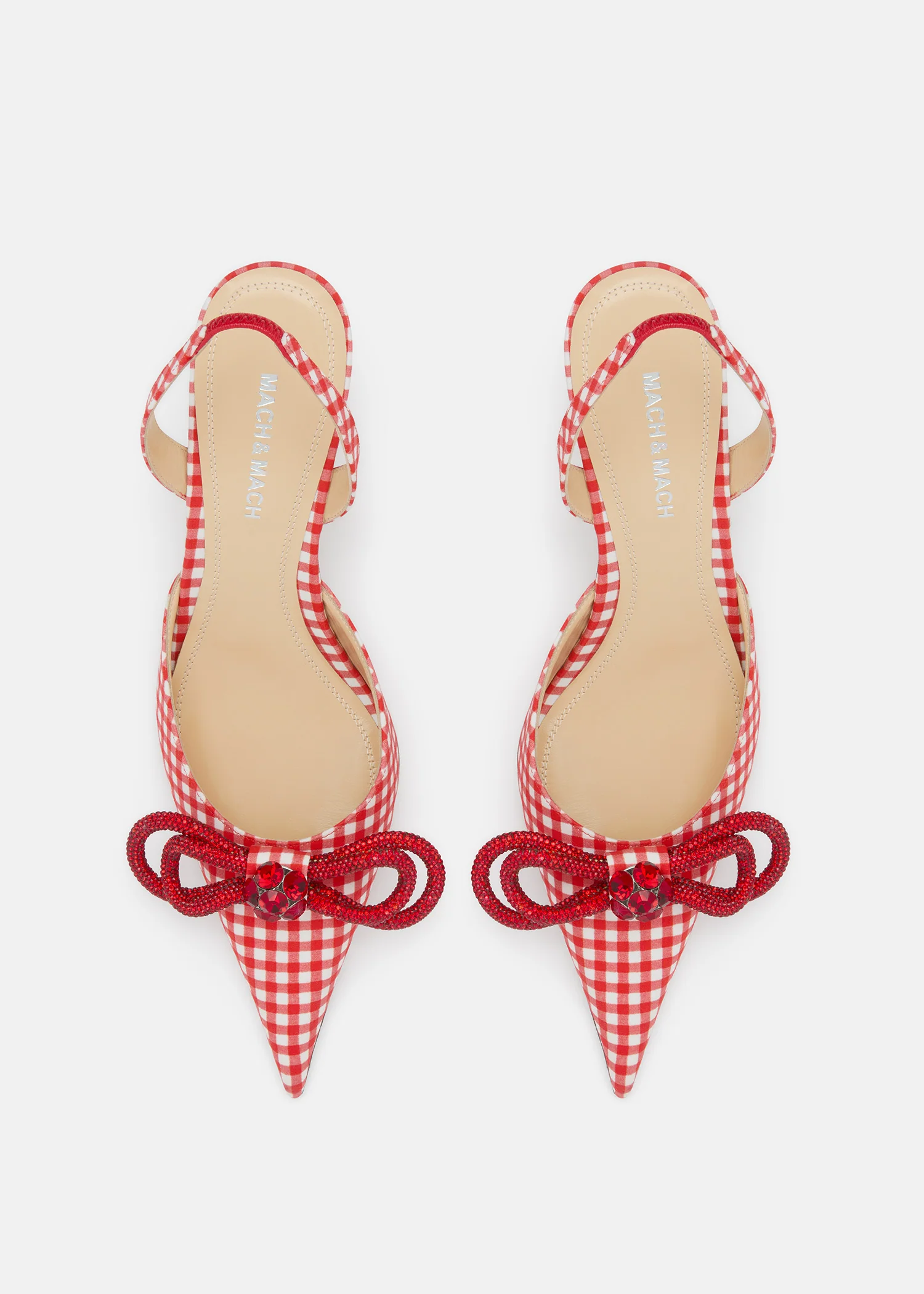 Double Bow Red Gingham Slingback - Image 3