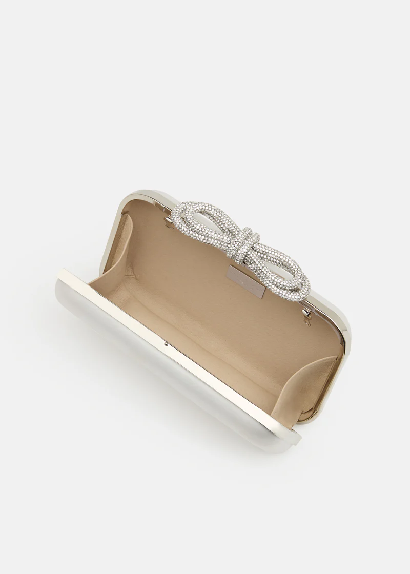 DOUBLE BOW WHITE SATIN CLUTCH SMALL - Image 3