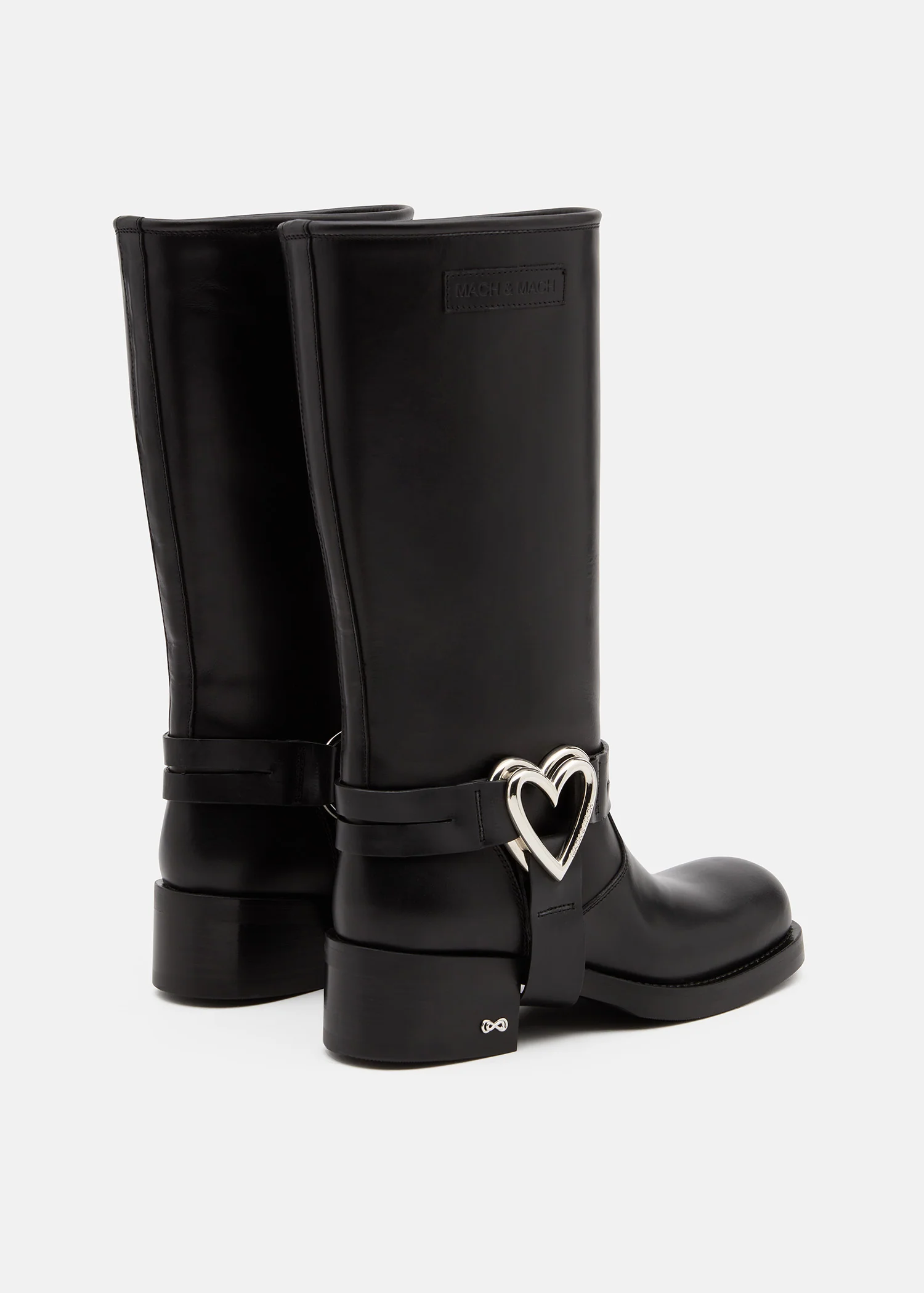 Double Heart Vintage Leather Combat Boots - Image 4