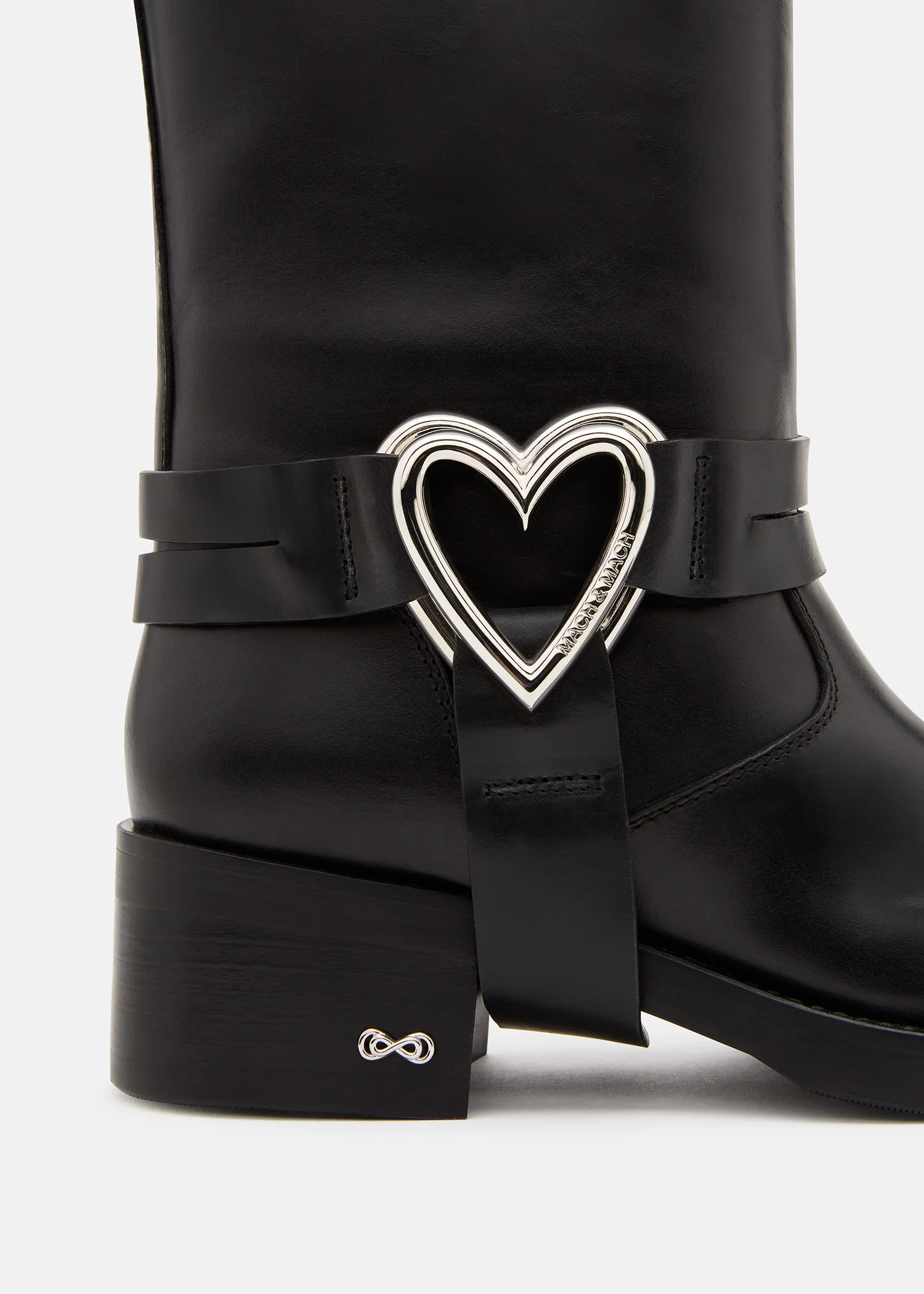 Double Heart Vintage Leather Combat Boots - Image 5