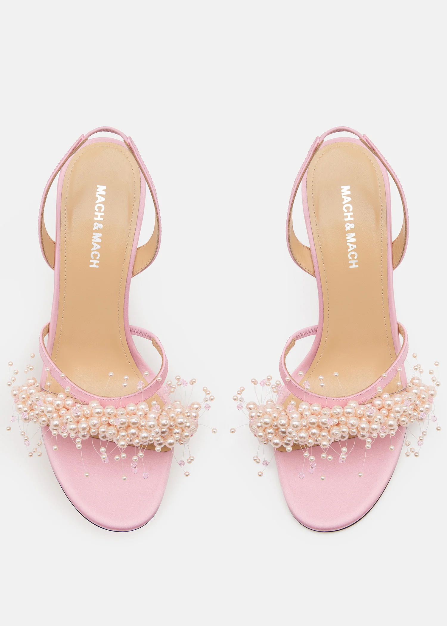 Floating Pearl Pink Satin Sandals - Image 3