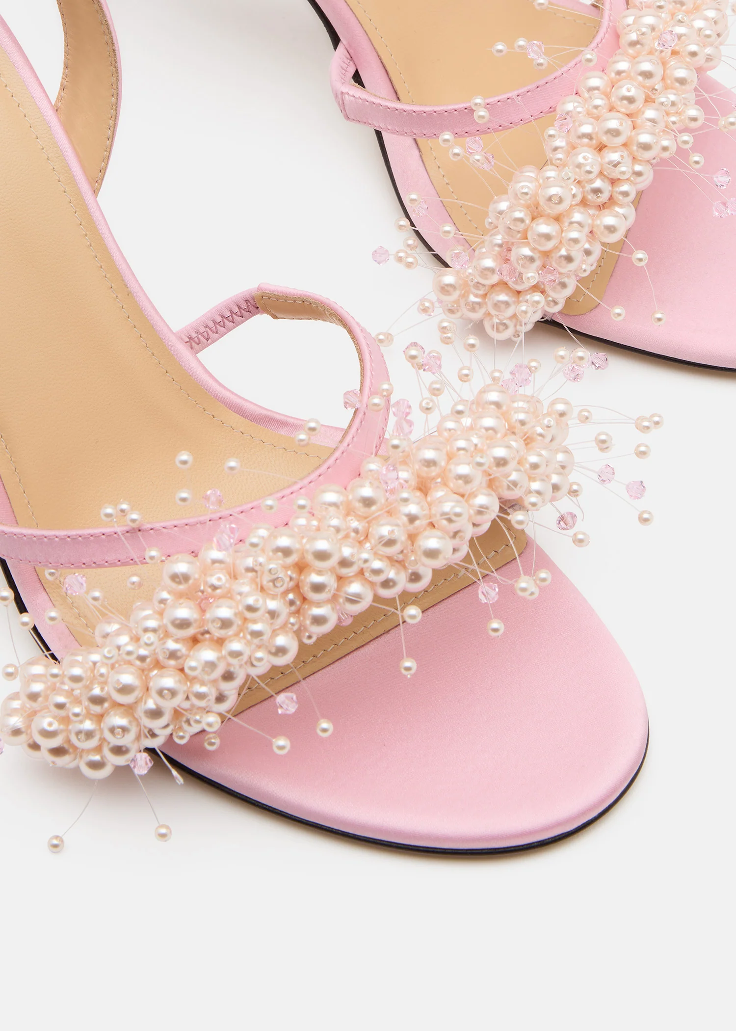 Floating Pearl Pink Satin Sandals - Image 5