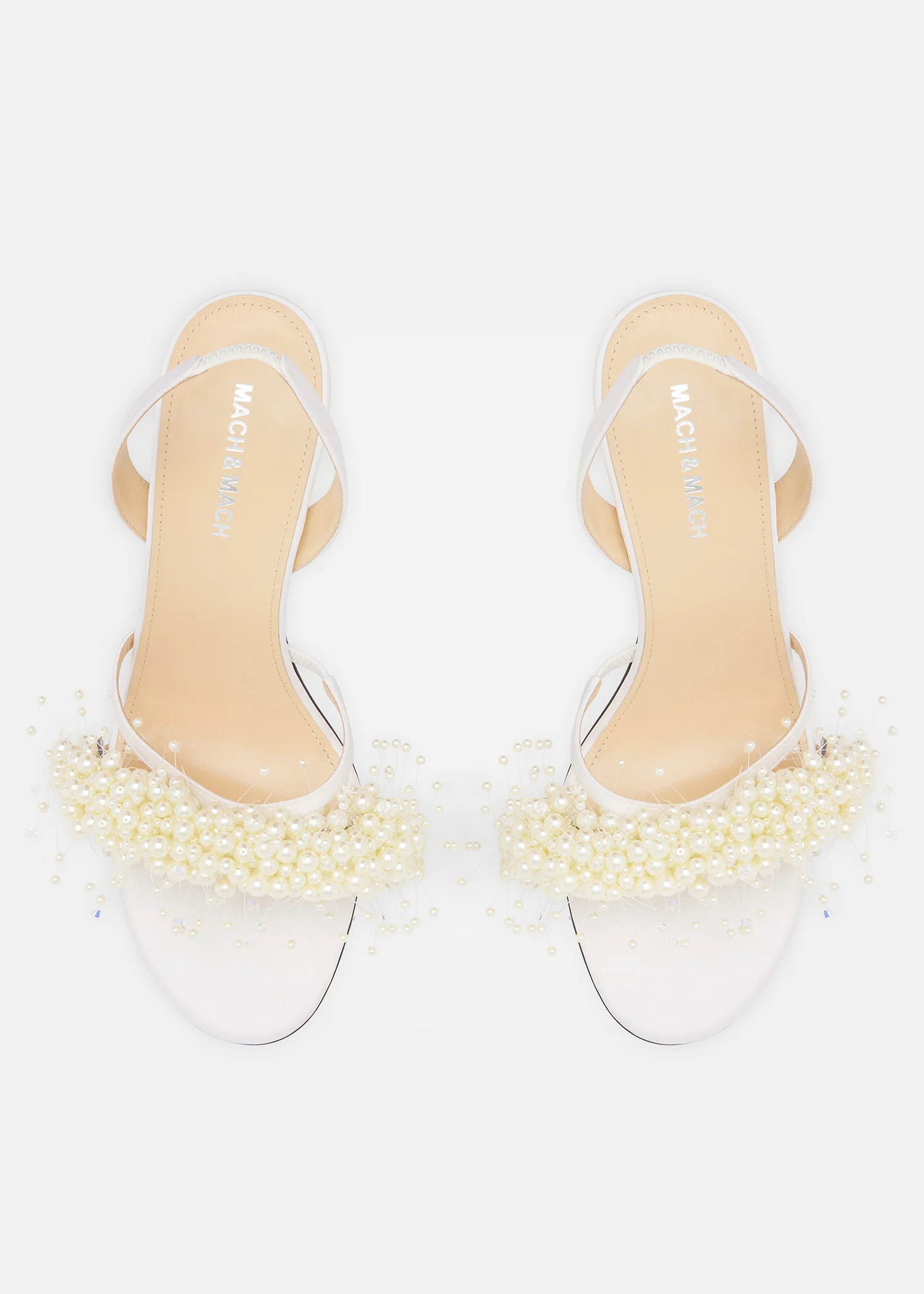 Floating Pearl White Satin Sandals - Image 3