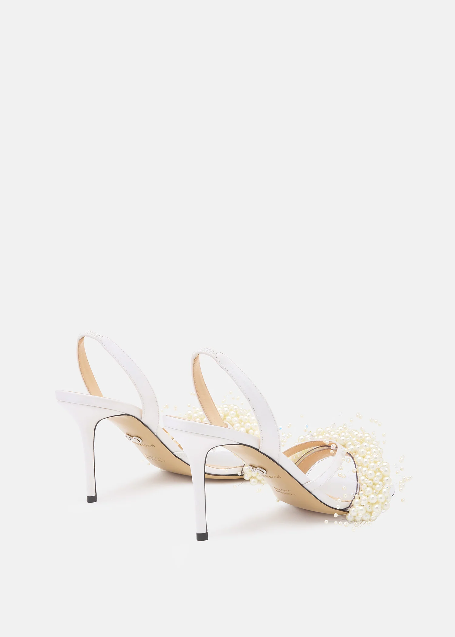 Floating Pearl White Satin Sandals - Image 4