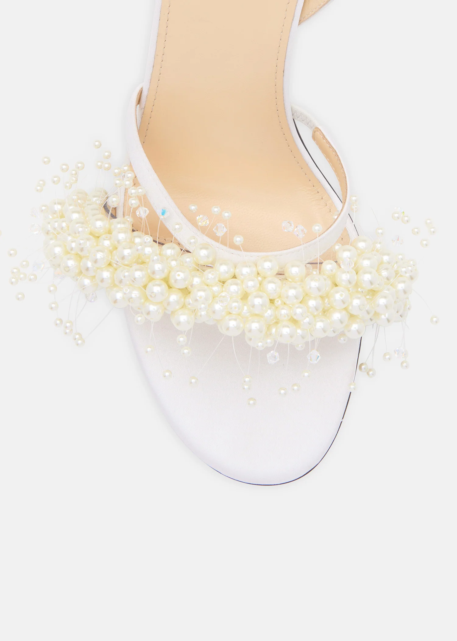 Floating Pearl White Satin Sandals - Image 5