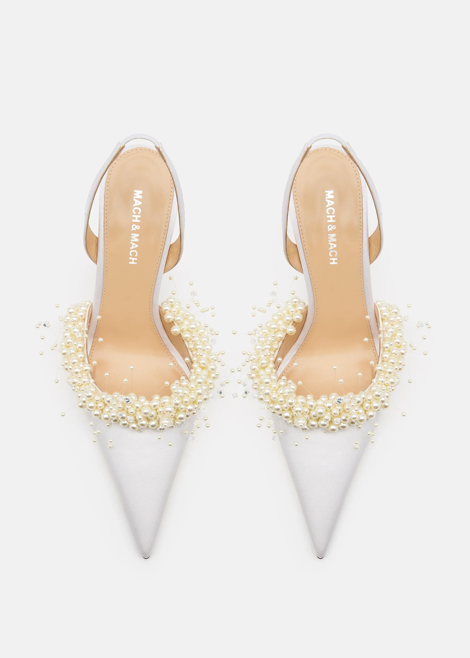Floating Pearl White Satin Slingback - Image 3