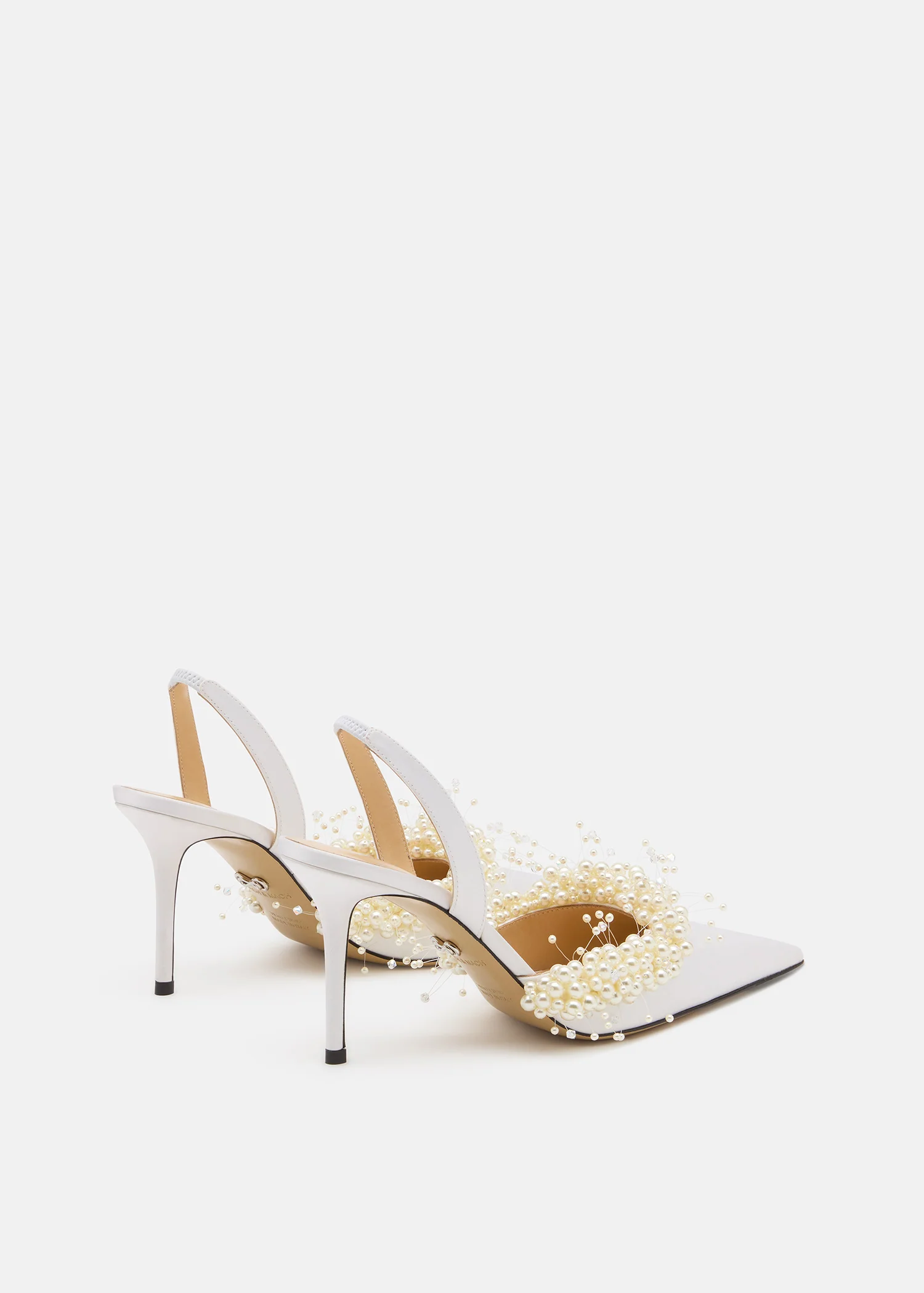 Floating Pearl White Satin Slingback - Image 4