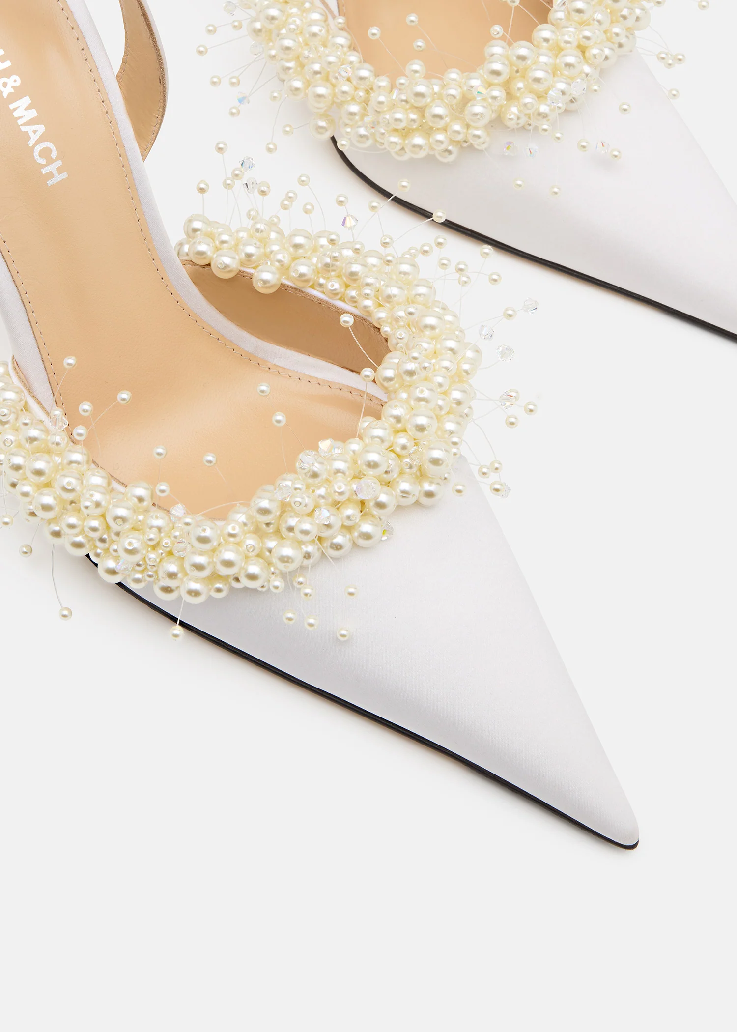 Floating Pearl White Satin Slingback - Image 5
