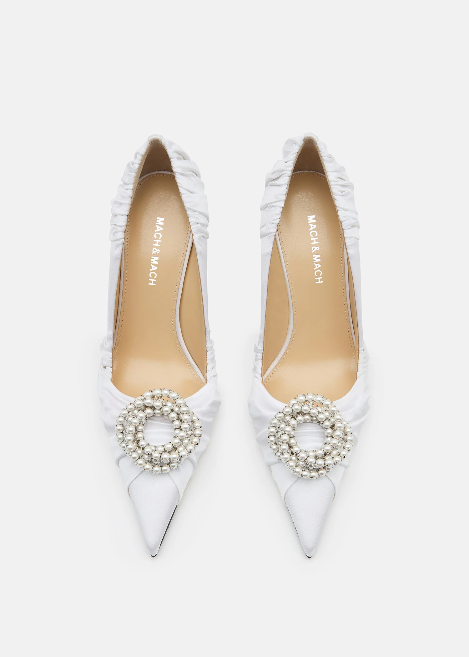 Galaxy White Satin Pumps - Image 3
