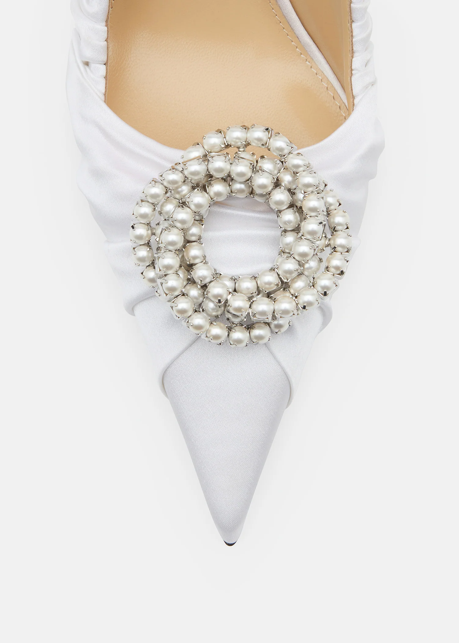 Galaxy White Satin Pumps - Image 5