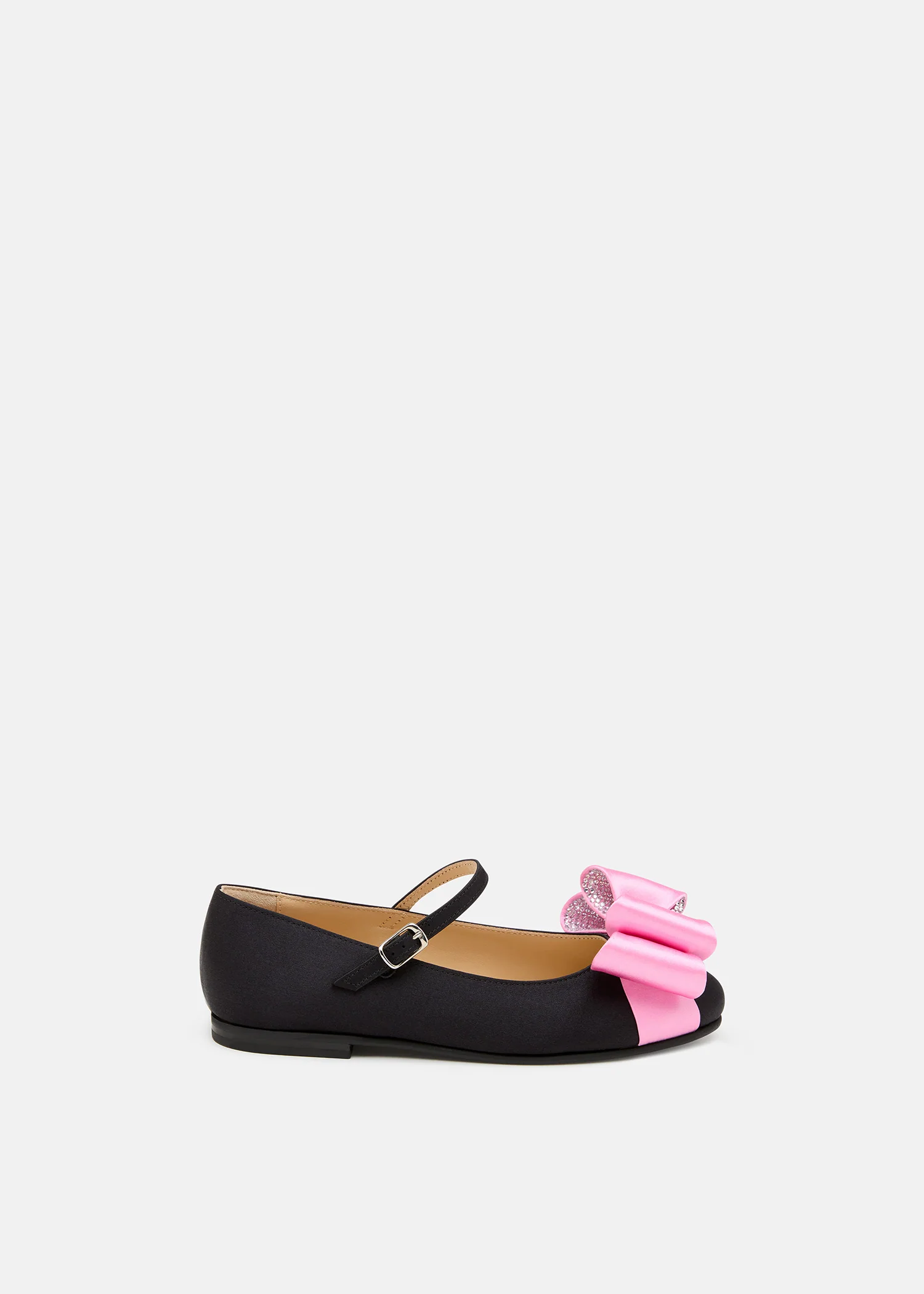 Le Cadeau Black and Pink Satin Mini Ballerina