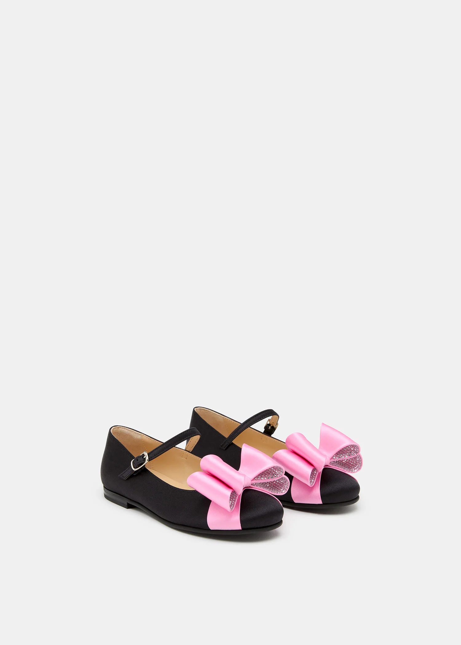 Le Cadeau Black and Pink Satin Mini Ballerina - Image 2