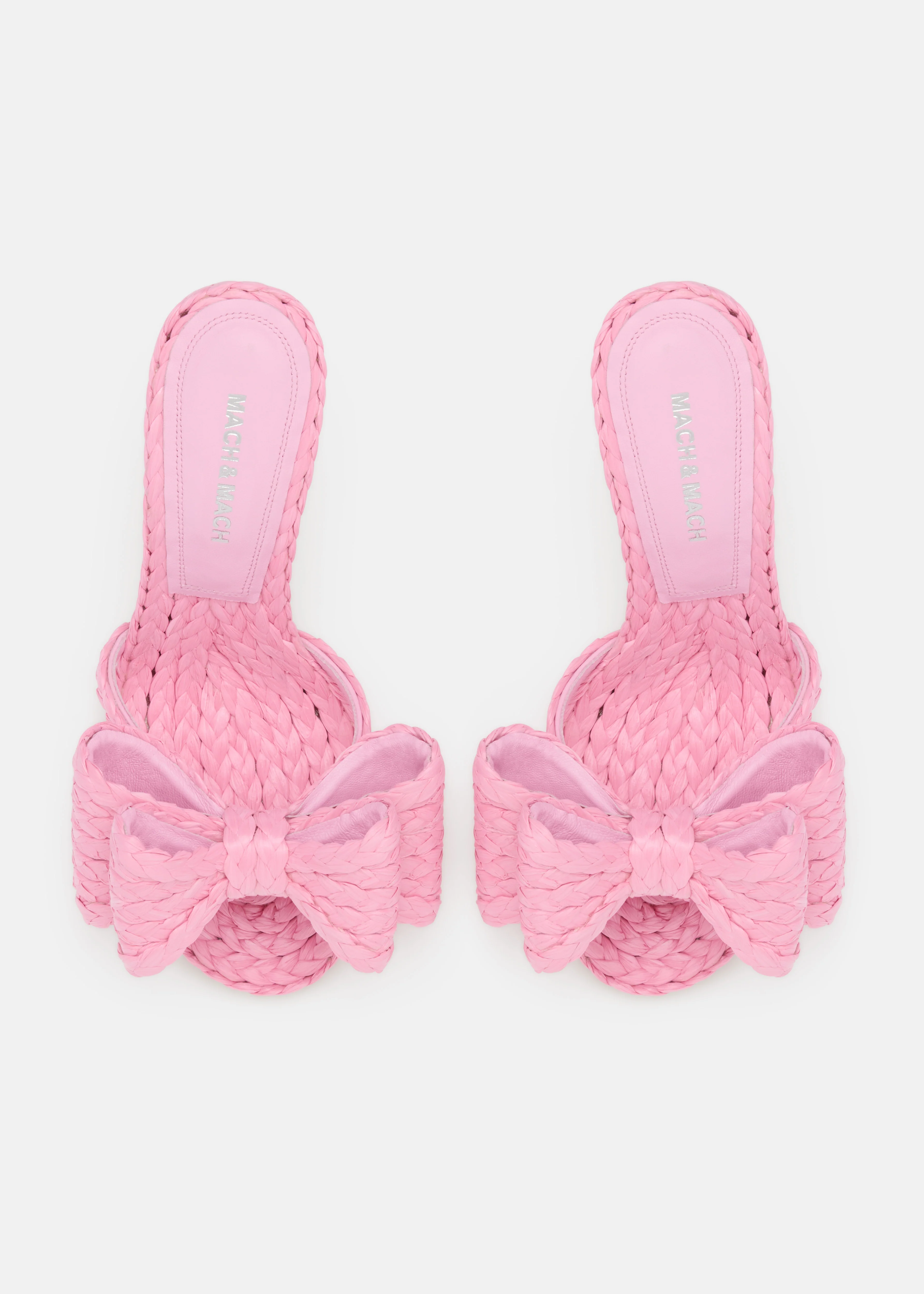 Le Cadeau' Braided Pink Raffia Mules - Image 3