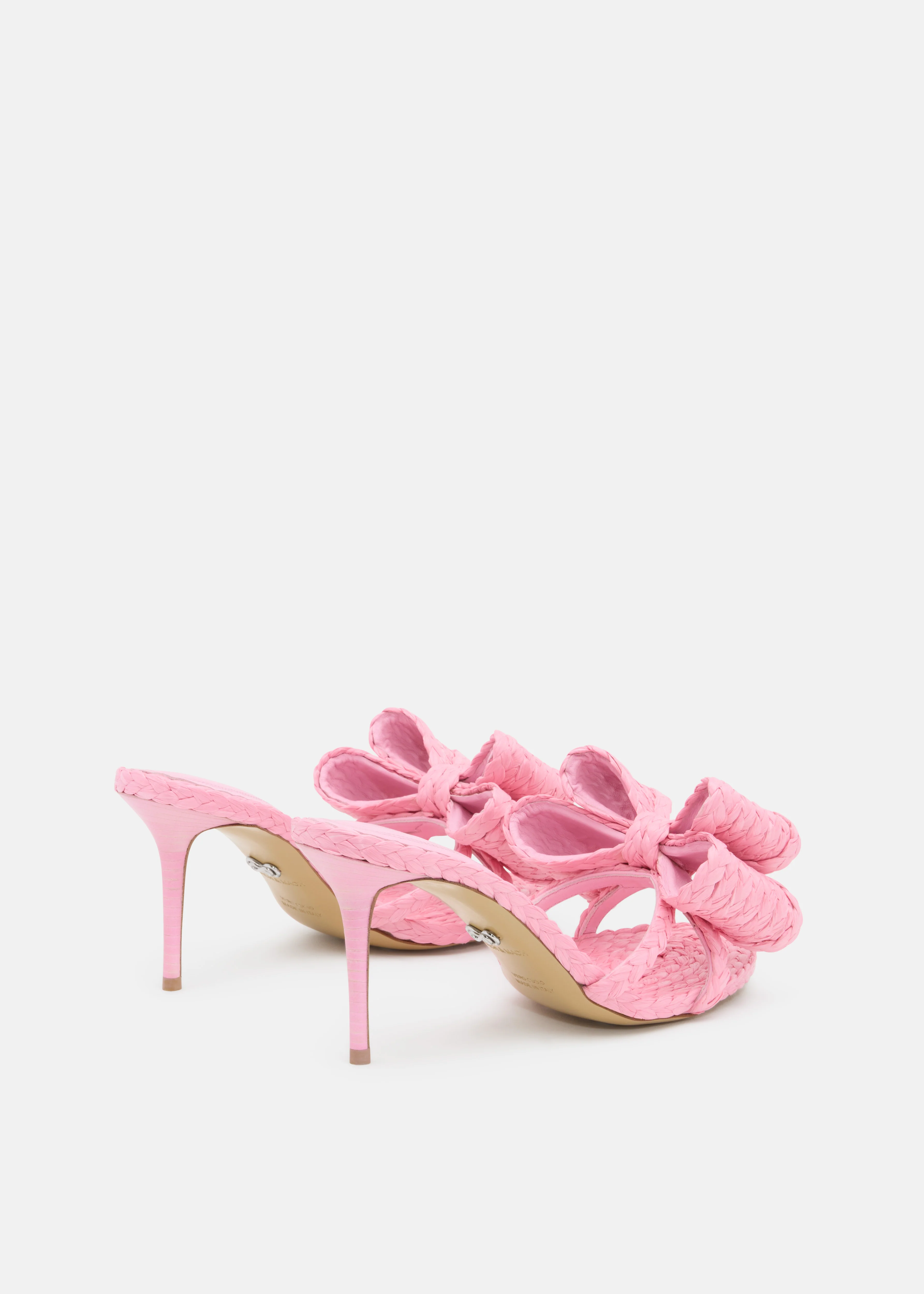 Le Cadeau' Braided Pink Raffia Mules - Image 4