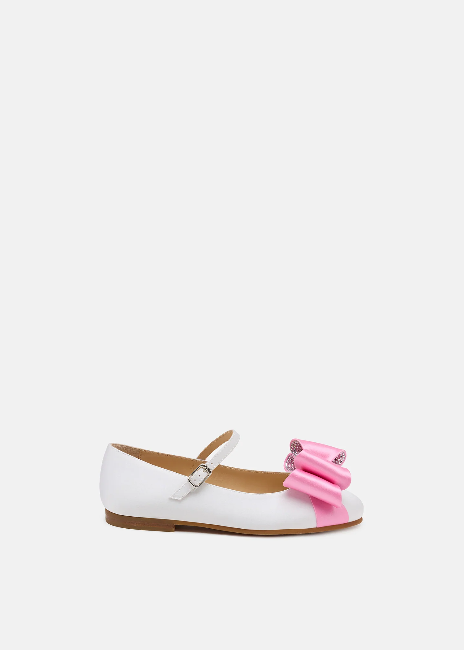 Le Cadeau White and Pink Satin Mini Ballerina
