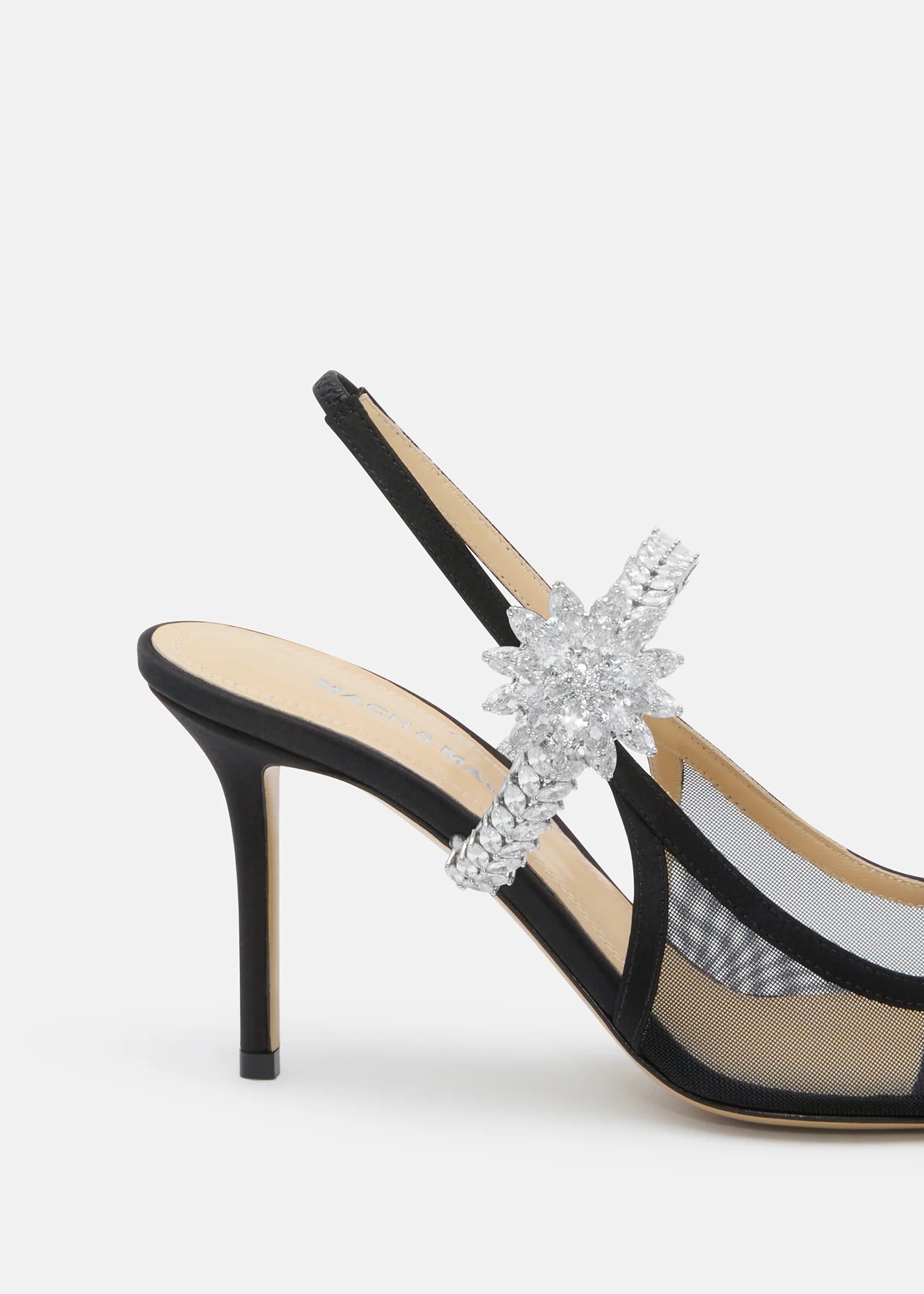 Lotus Flower Black Mesh Slingback - Image 5
