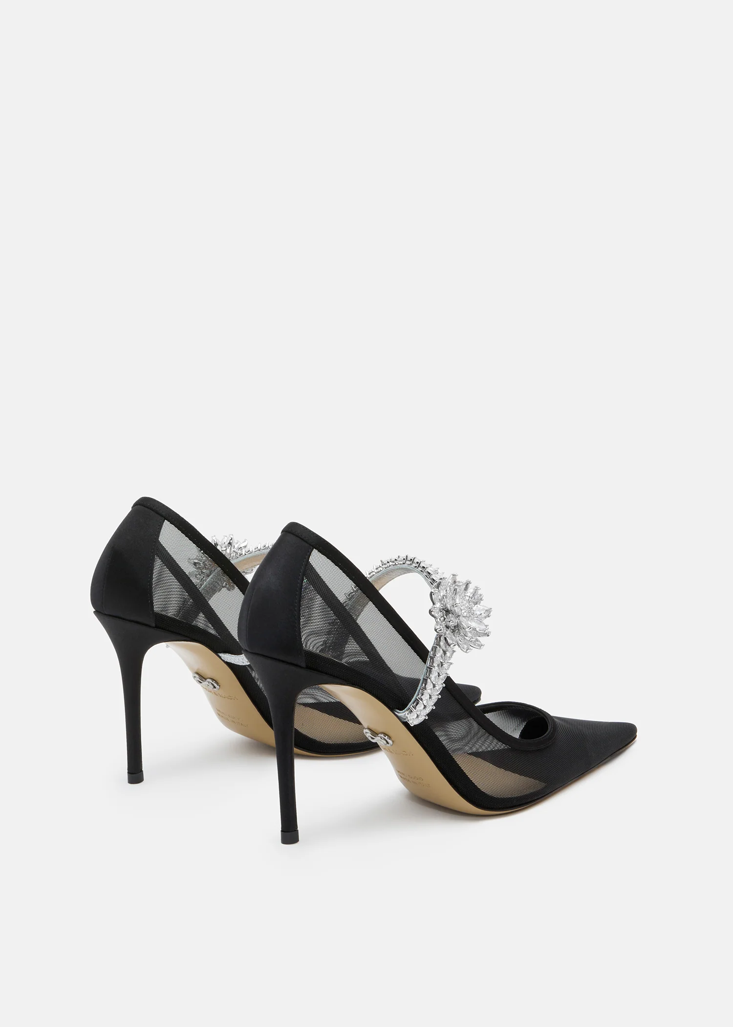 Lotus Flower Jewelled Black Mesh Pumps - Image 4
