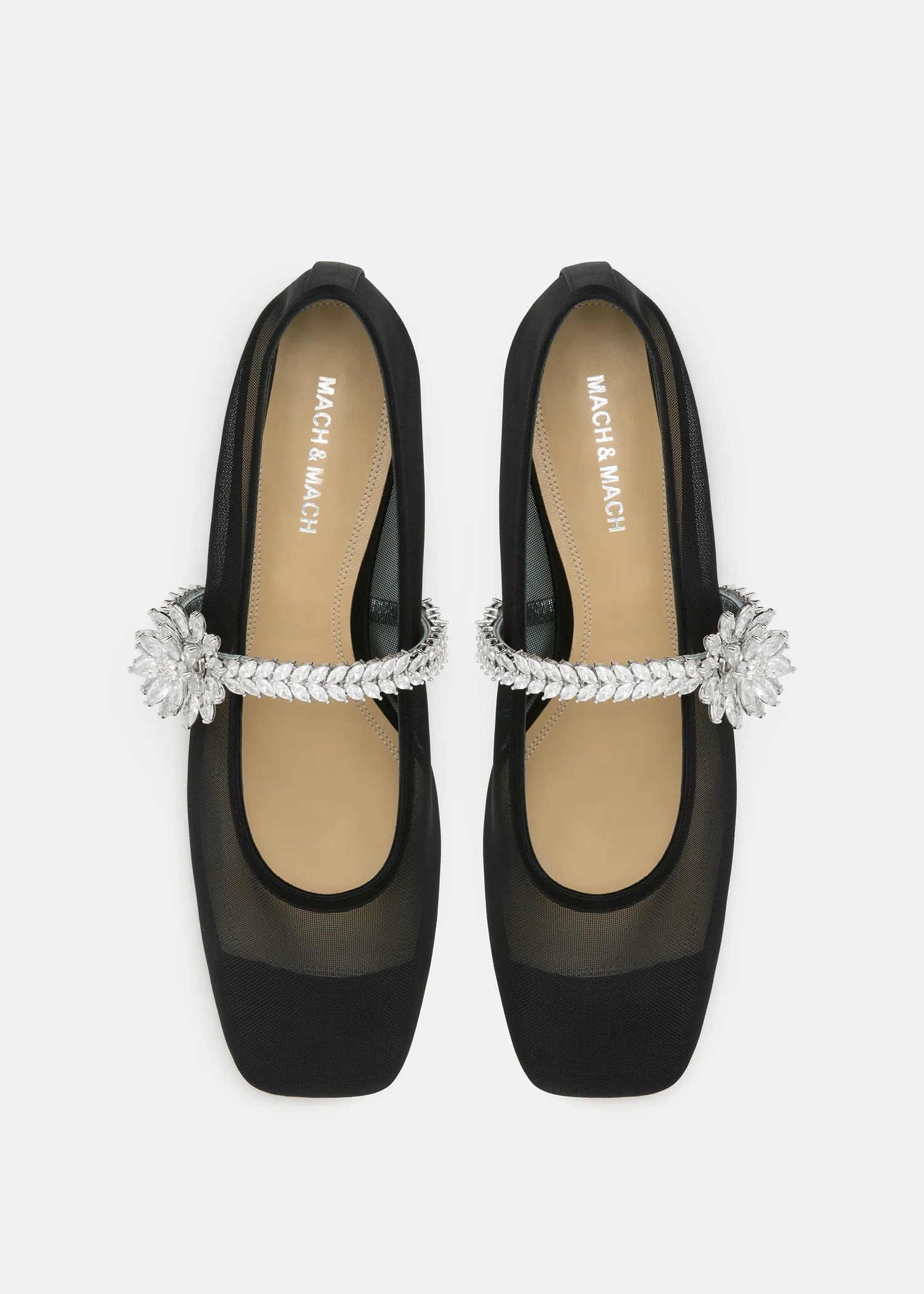Lotus Flower Jewelled Mesh Ballerinas - Image 3