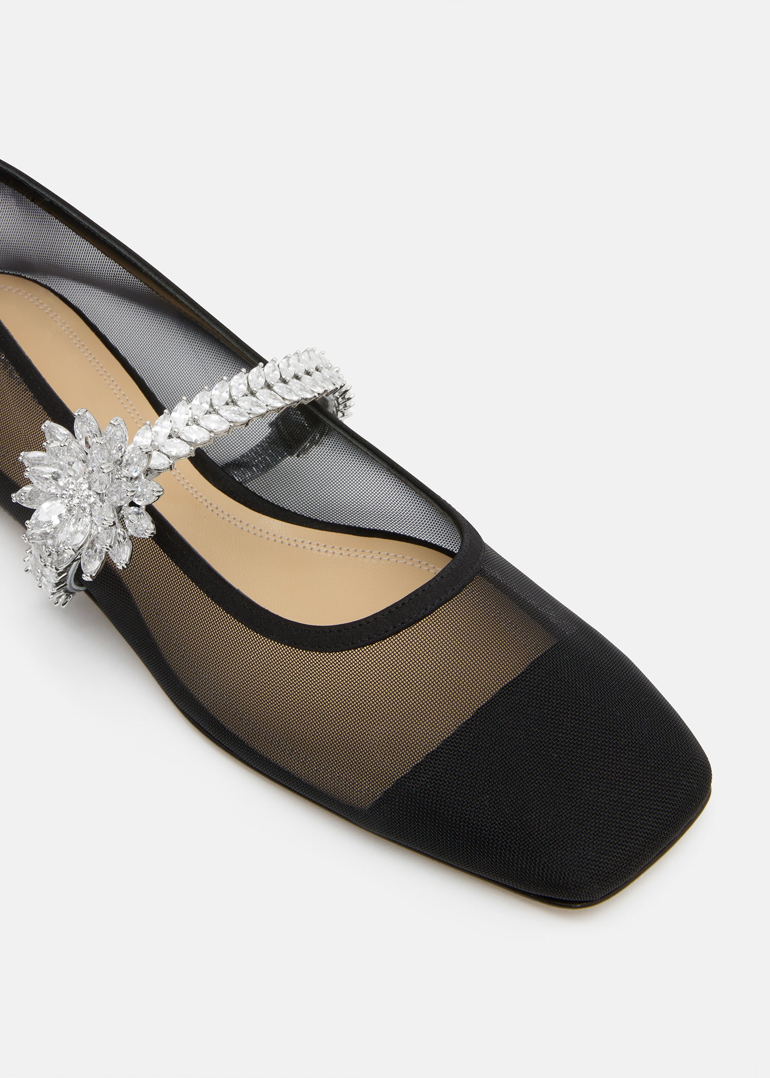 Lotus Flower Jewelled Mesh Ballerinas - Image 5