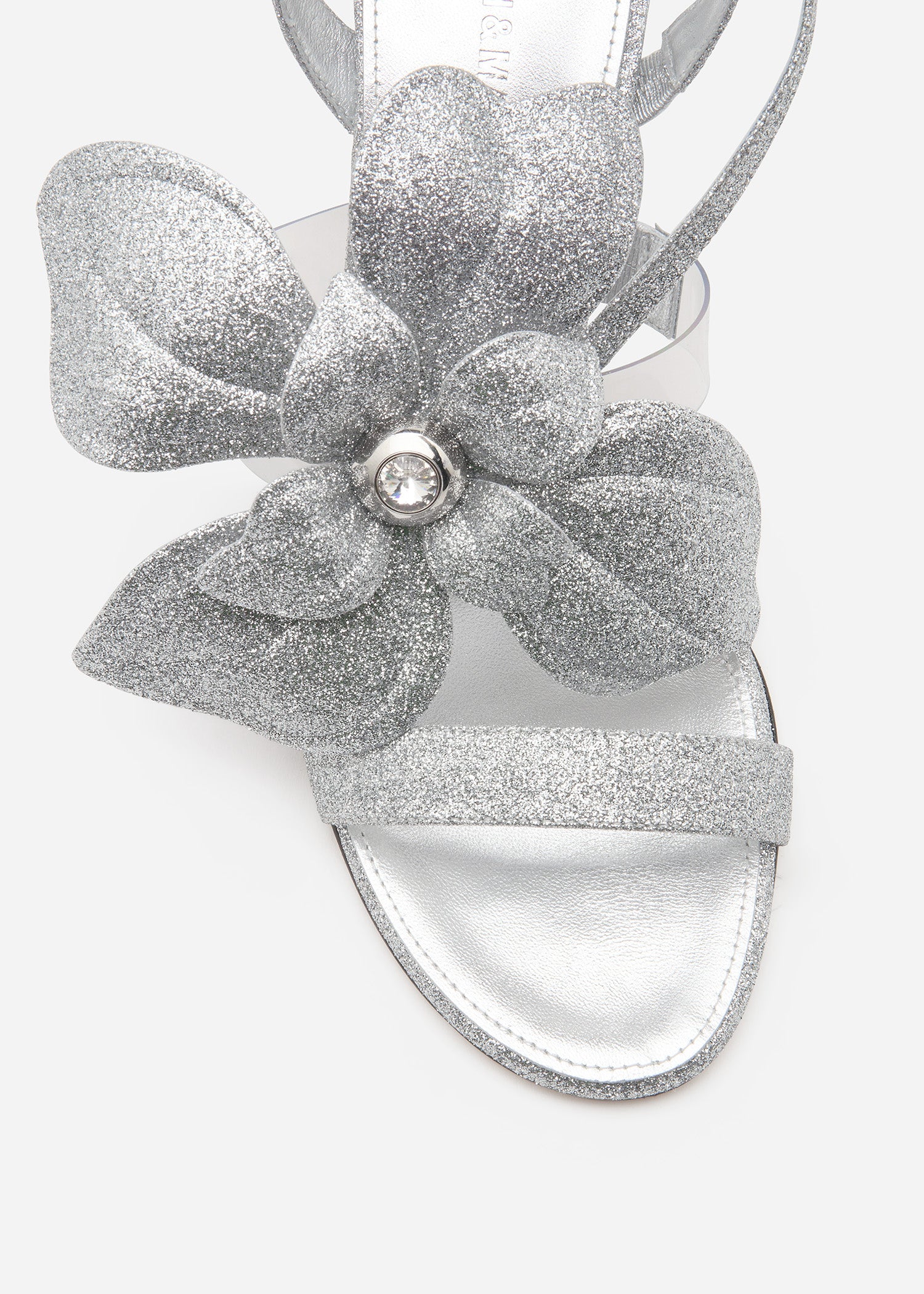Orchid Silver Glitter Round Toe Sandals - Image 5